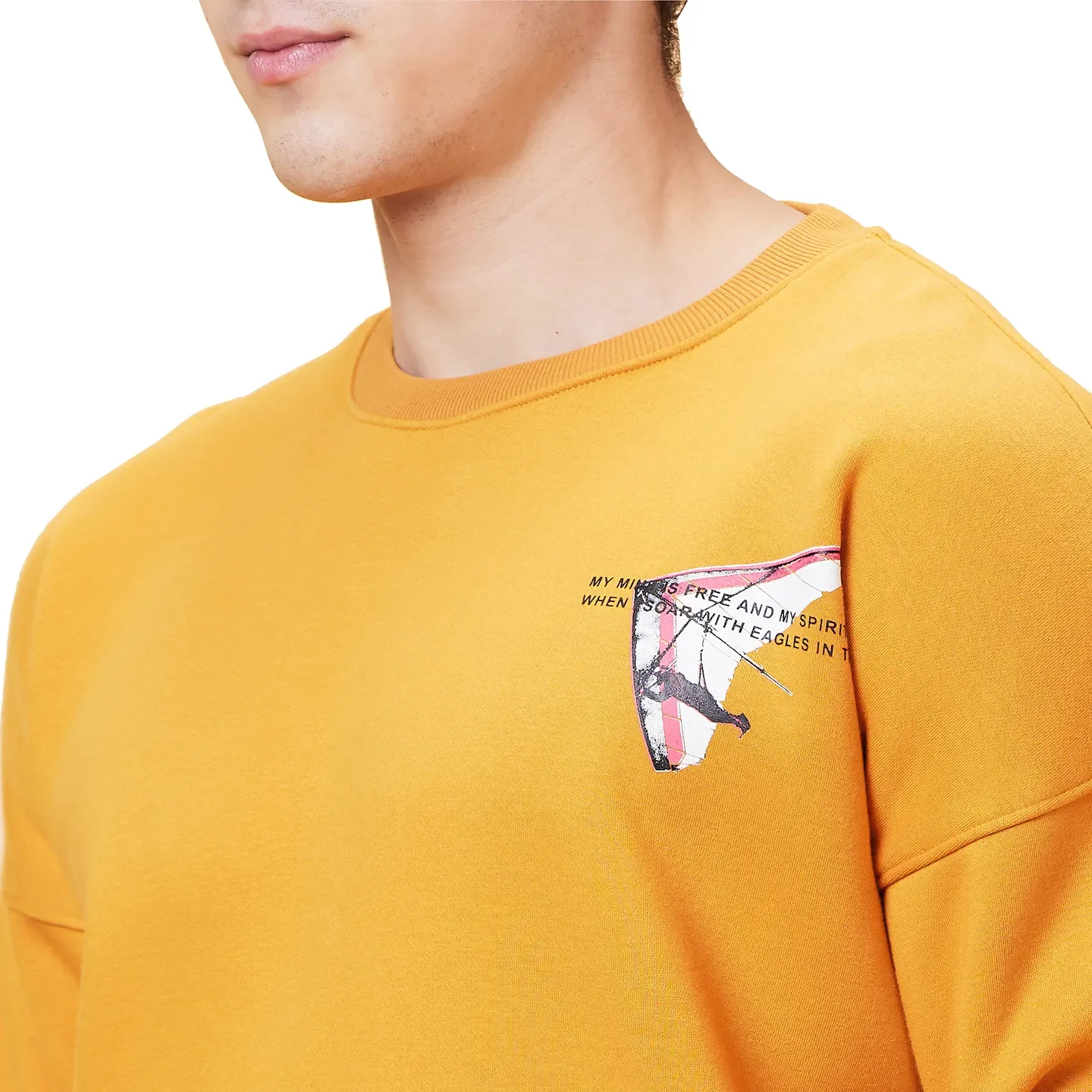 Orange Regular Fit Round Neck Long Sleeves Men's Sweatshirt by Being Human Clothing - Image 5