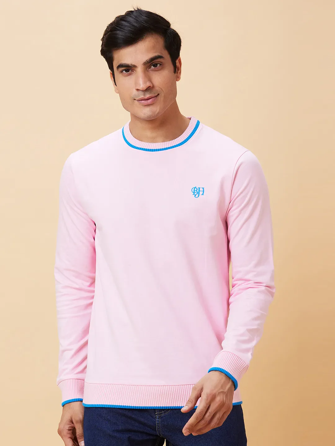 Pink Regular Fit Round Neck Long Sleeves Men's Sweatshirt by Being Human Clothing
