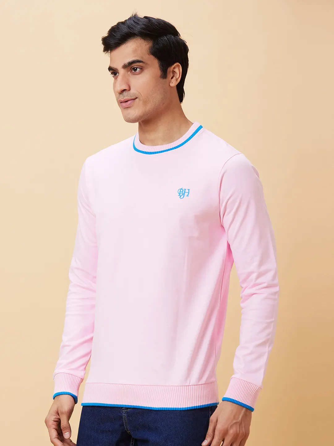 Pink Regular Fit Round Neck Long Sleeves Men's Sweatshirt by Being Human Clothing - Image 2