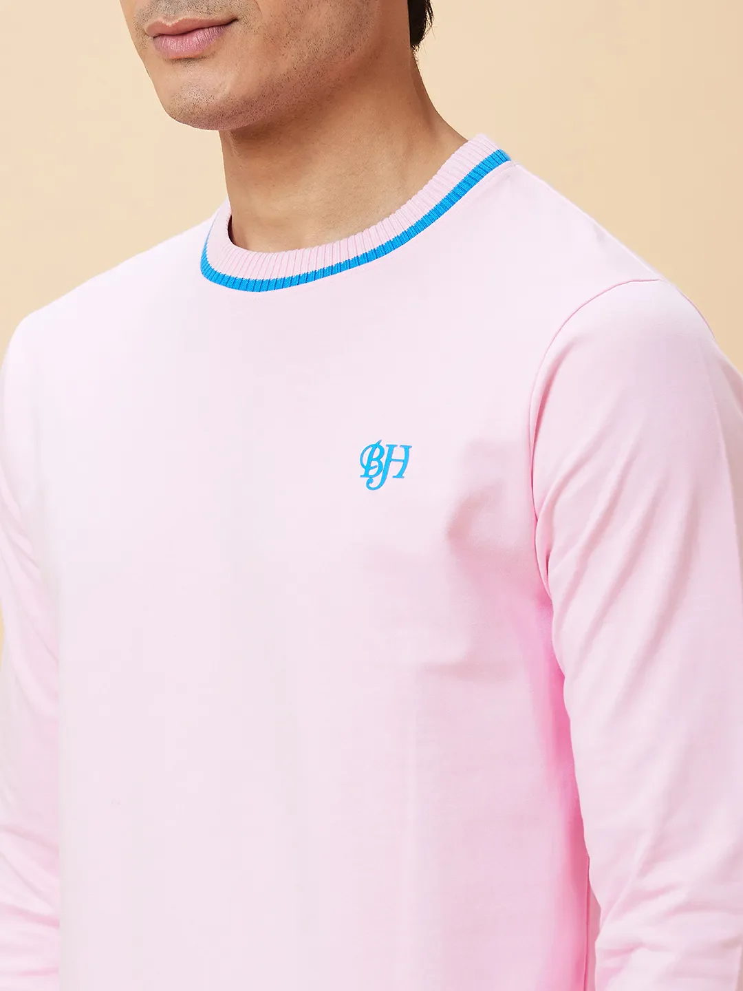 Pink Regular Fit Round Neck Long Sleeves Men's Sweatshirt by Being Human Clothing - Image 6