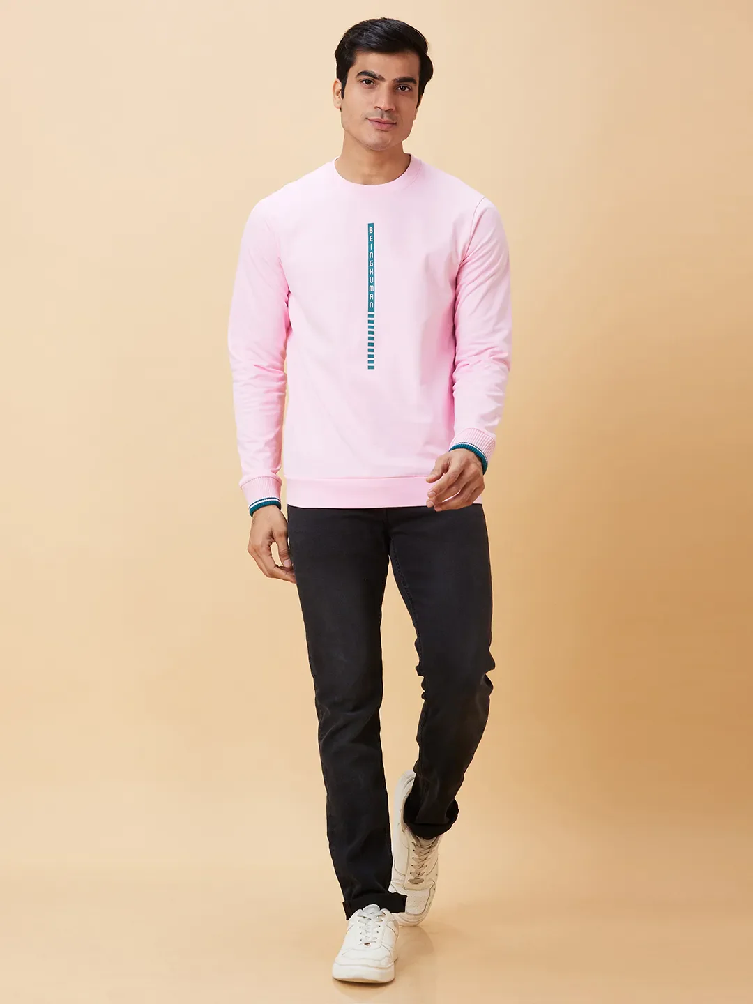 Pink Regular Fit Round Neck Long Sleeves Men's Sweatshirt by Being Human Clothing