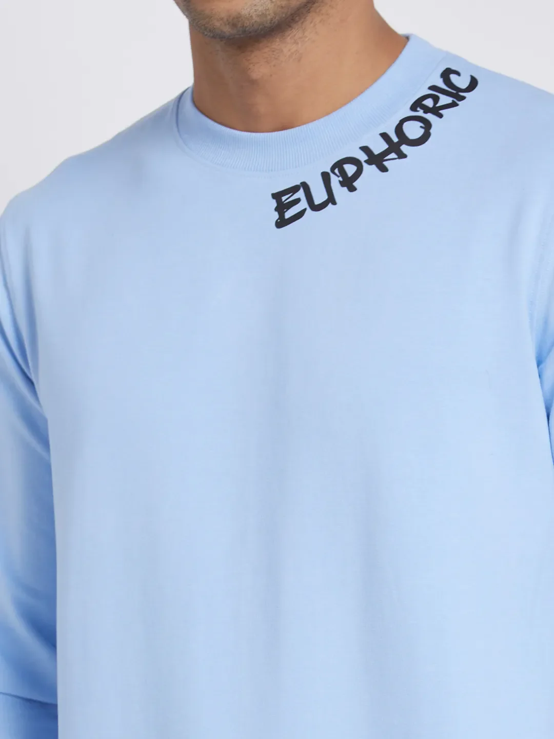 Sky Blue Regular Fit Round Neck Men's Sweatshirt by Being Human Clothing - Image 4