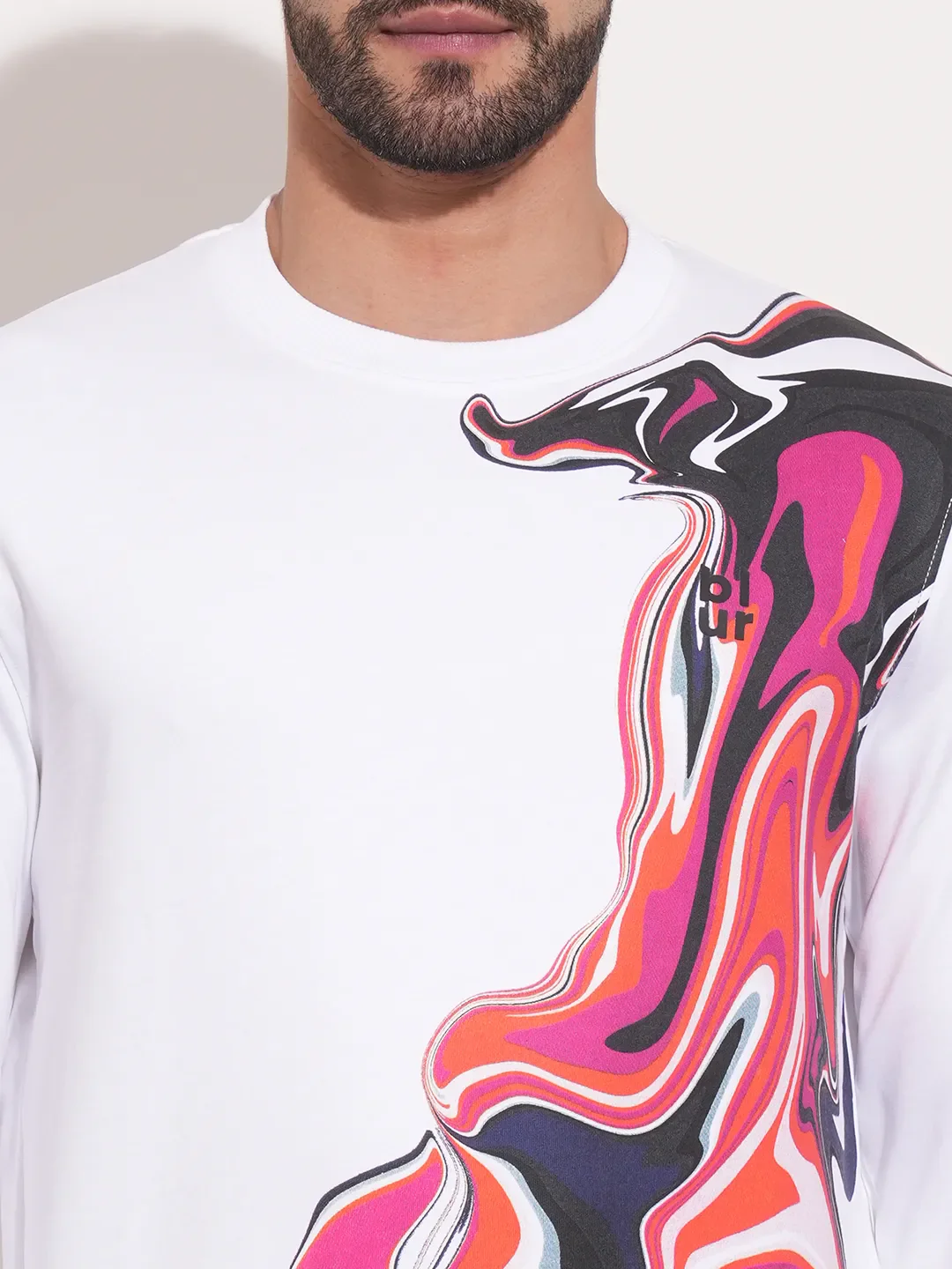 White Regular Fit Round Neck Long Sleeves Men's Sweatshirt by Being Human Clothing - Image 5