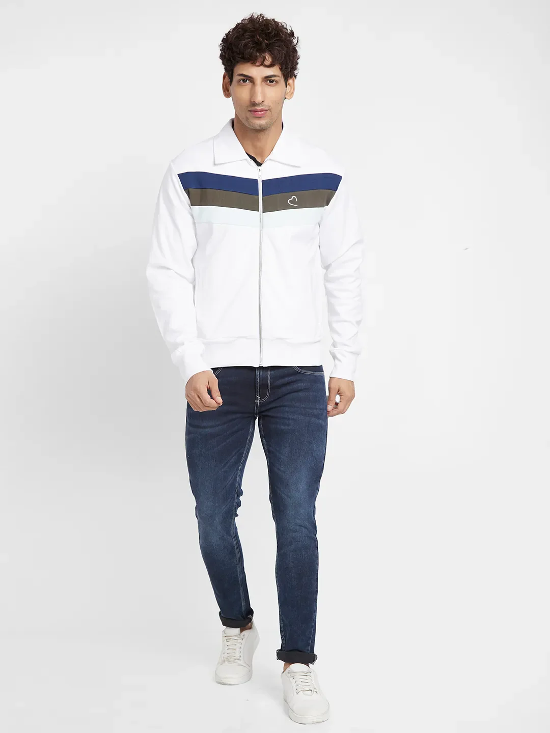 White Regular Fit Round Neck Long Sleeves Men's Sweatshirt by Being Human Clothing - Image 2