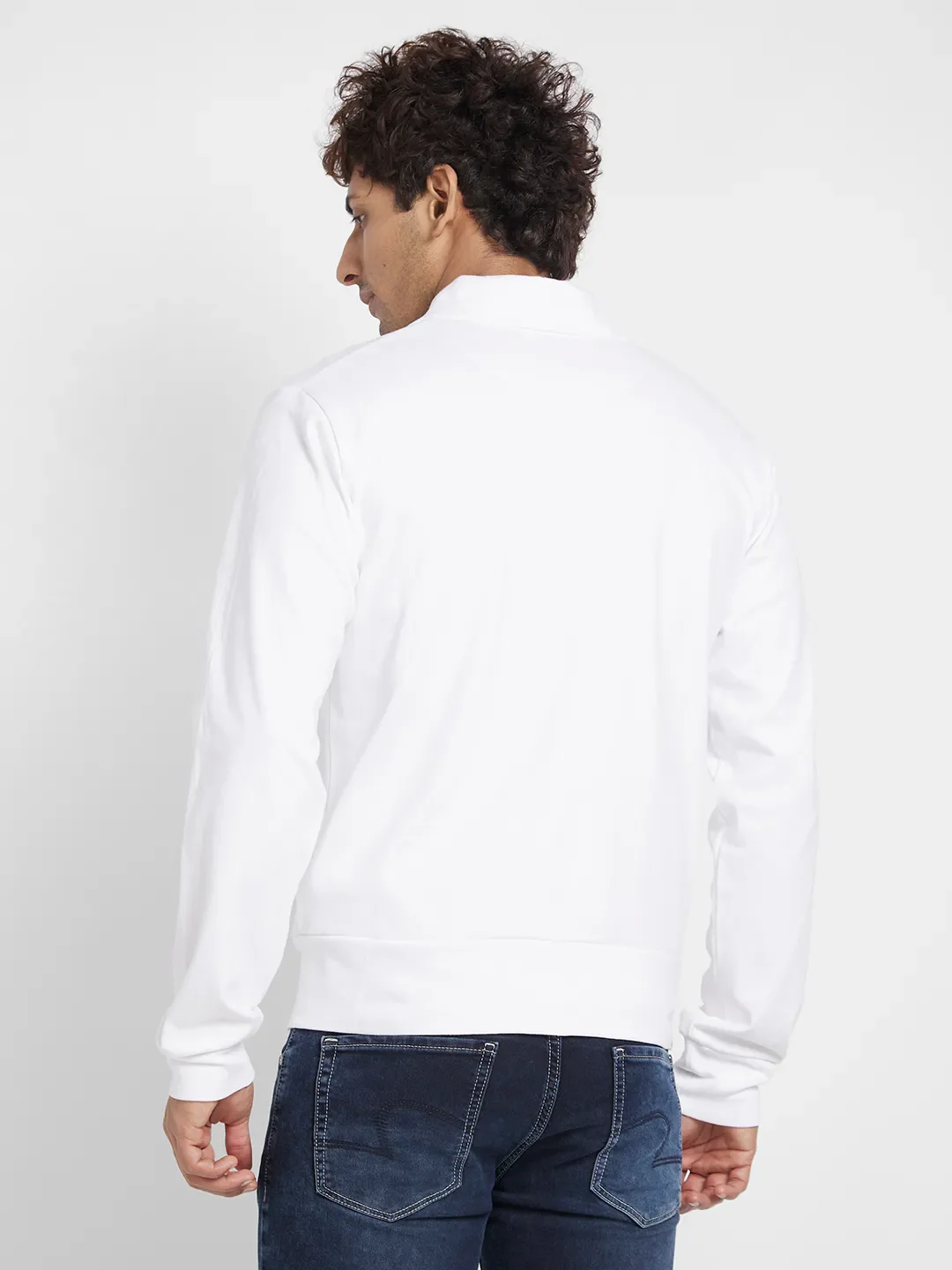 White Regular Fit Round Neck Long Sleeves Men's Sweatshirt by Being Human Clothing - Image 4