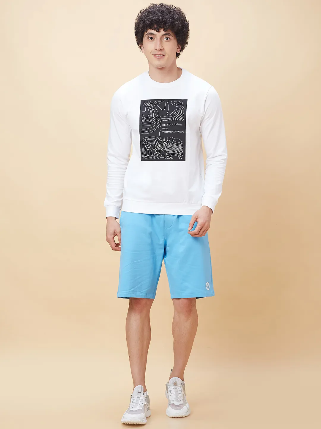 White Regular Fit Round Neck Long Sleeves Men's Sweatshirt by Being Human Clothing - Image 2
