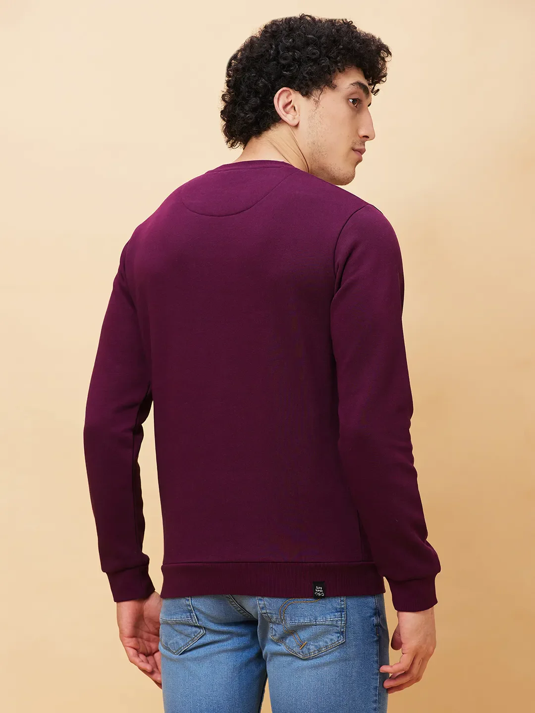 Red Regular Fit Round Neck Long Sleeves Men's Sweatshirt by Being Human Clothing - Image 3