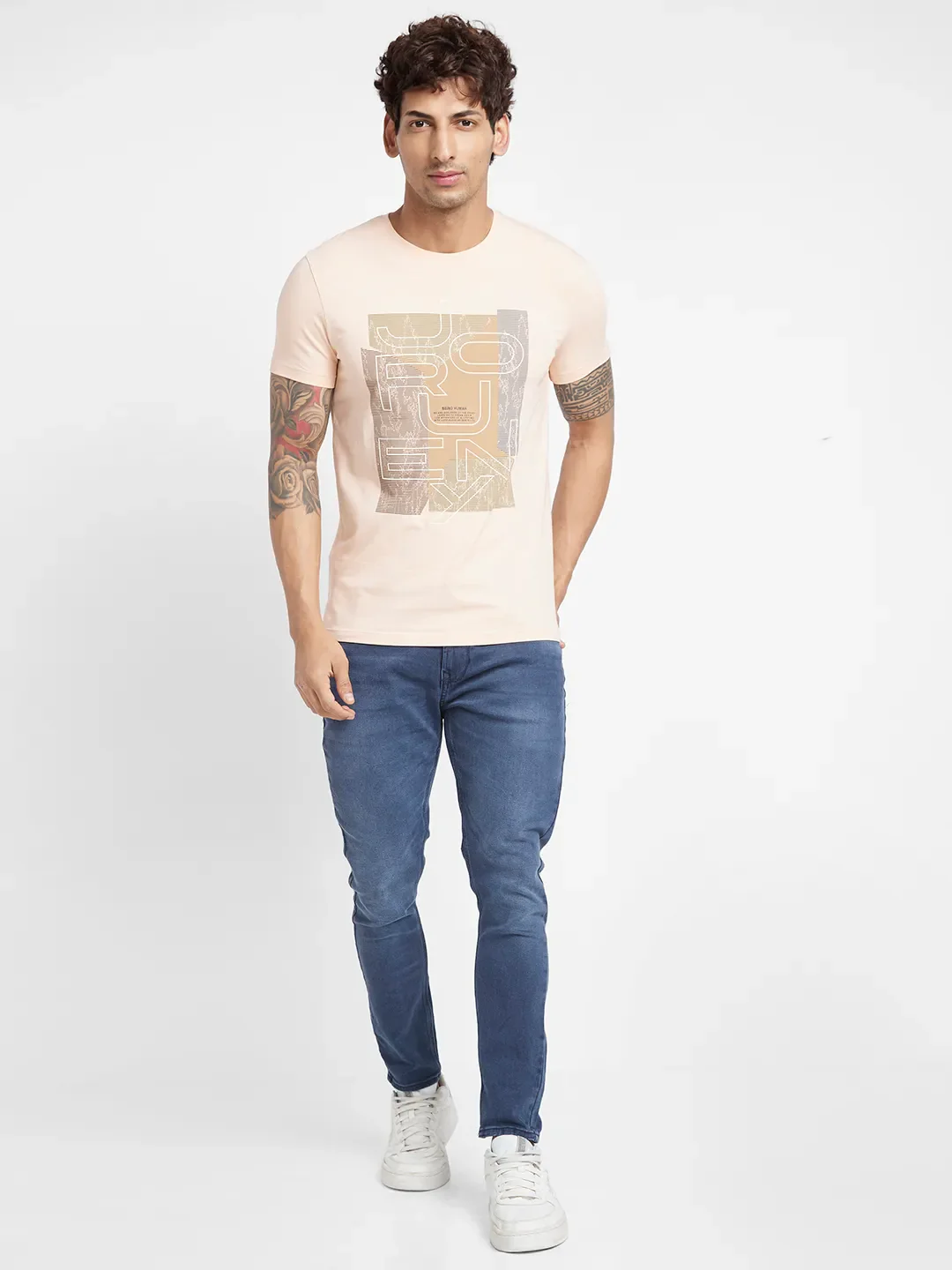 Apricot Regular Fit Round Neck Men's T-Shirt by Being Human Clothing - Image 2
