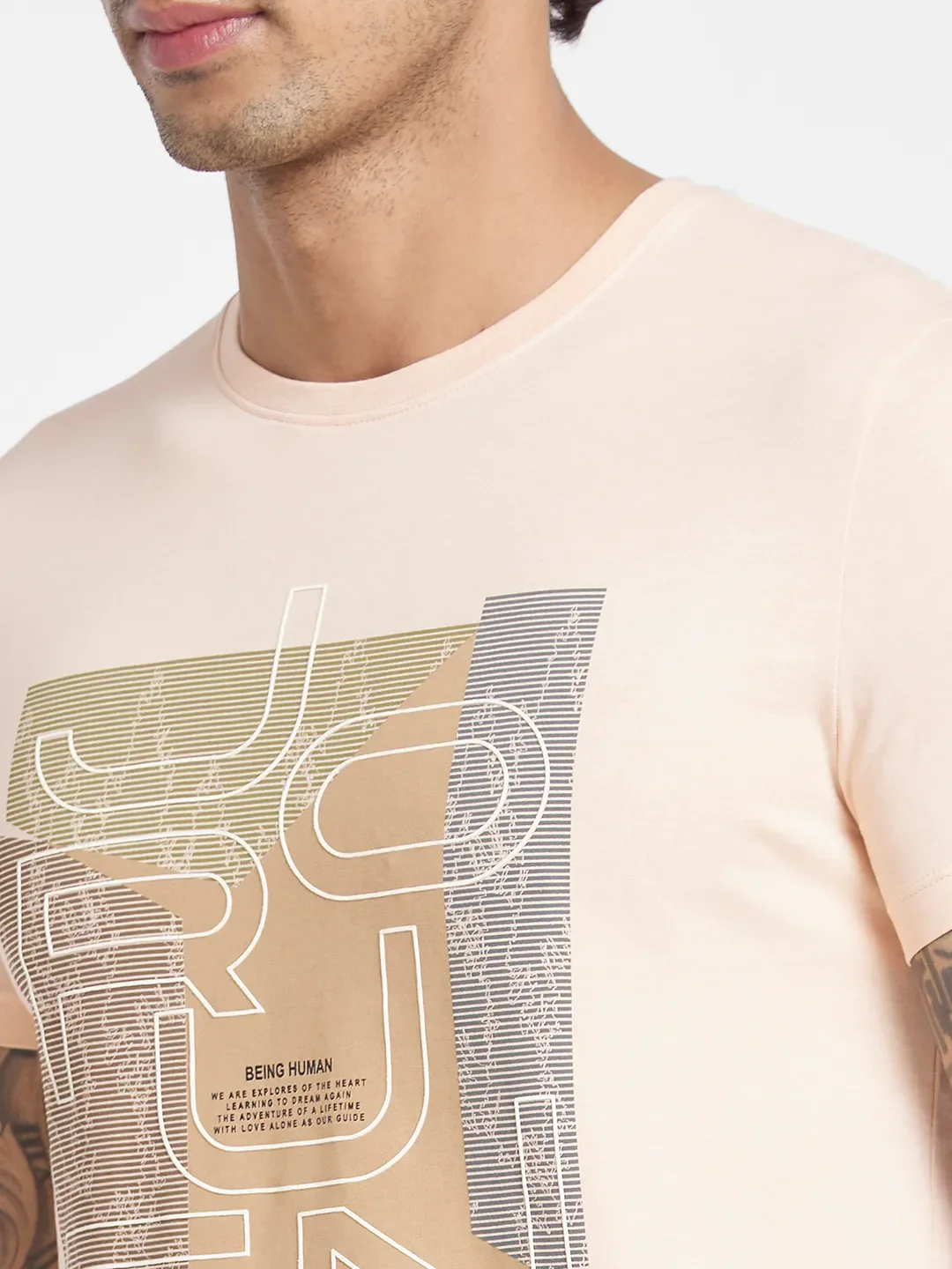 Apricot Regular Fit Round Neck Men's T-Shirt by Being Human Clothing - Image 4