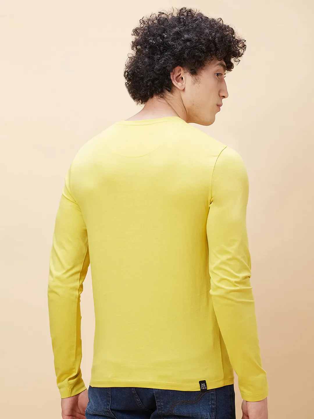 Yellow Regular Fit Men's Long Sleeves T-Shirt by Being Human Clothing - Image 3