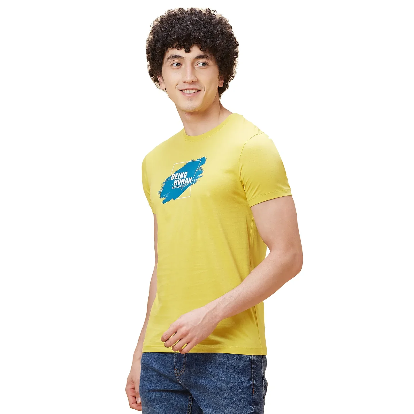 Yellow Regular Fit Men's Short Sleeves T-Shirt by Being Human Clothing - Image 4