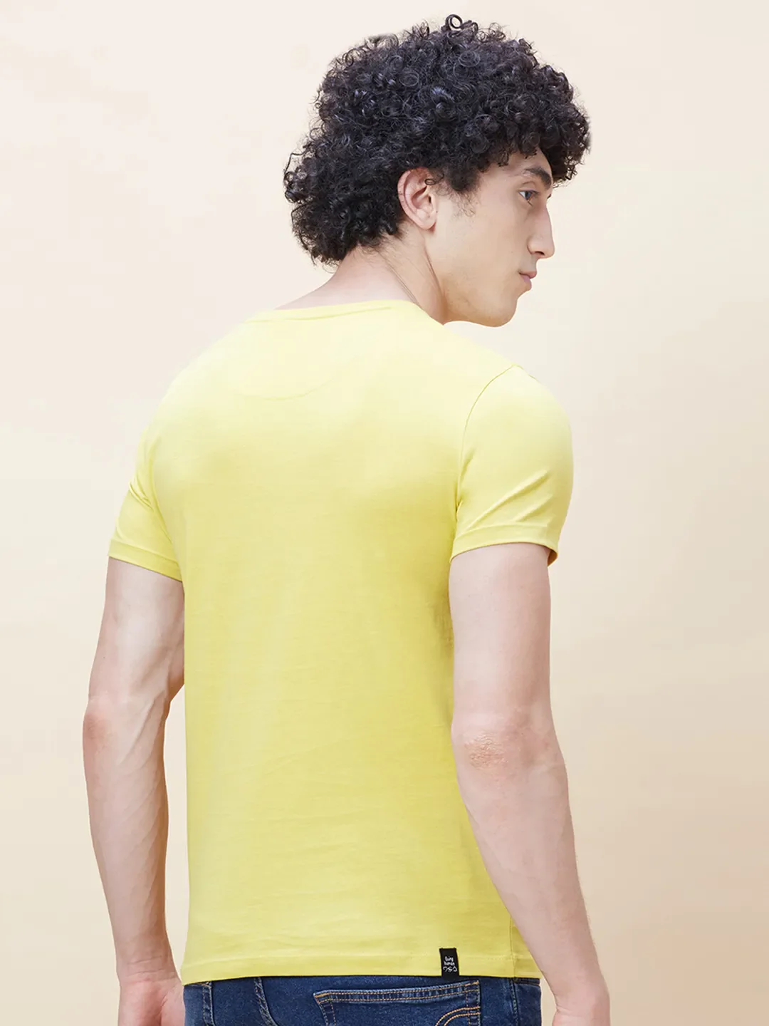 Yellow Regular Fit Men's Short Sleeves T-Shirt by Being Human Clothing - Image 3
