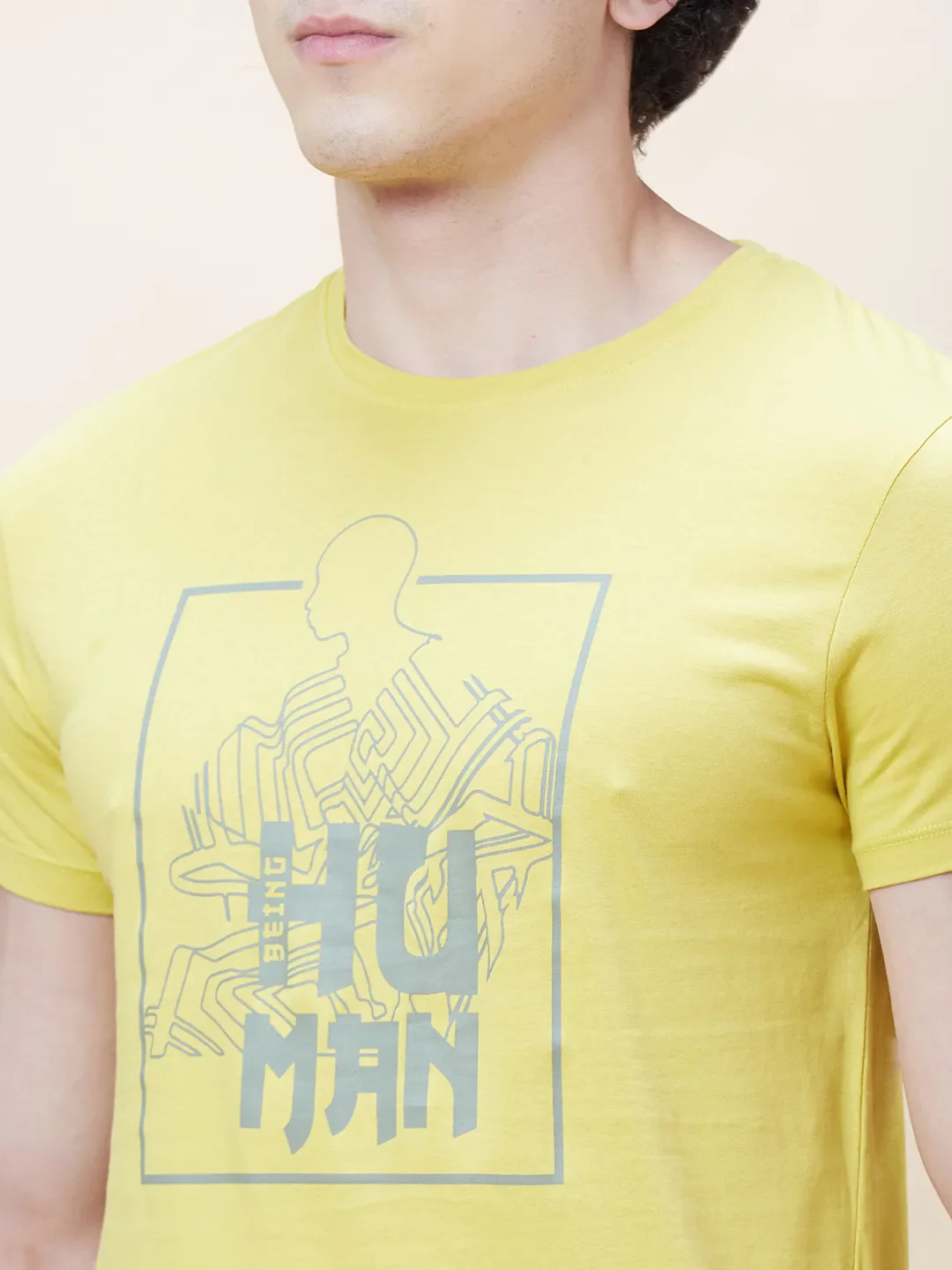 Yellow Regular Fit Men's Short Sleeves T-Shirt by Being Human Clothing - Image 5
