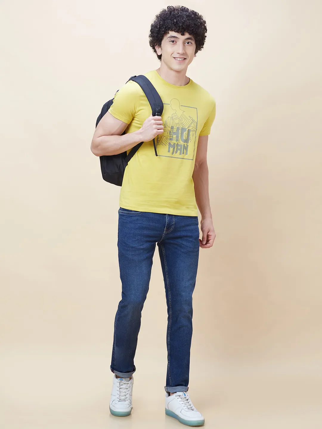 Yellow Regular Fit Men's Short Sleeves T-Shirt by Being Human Clothing - Image 6