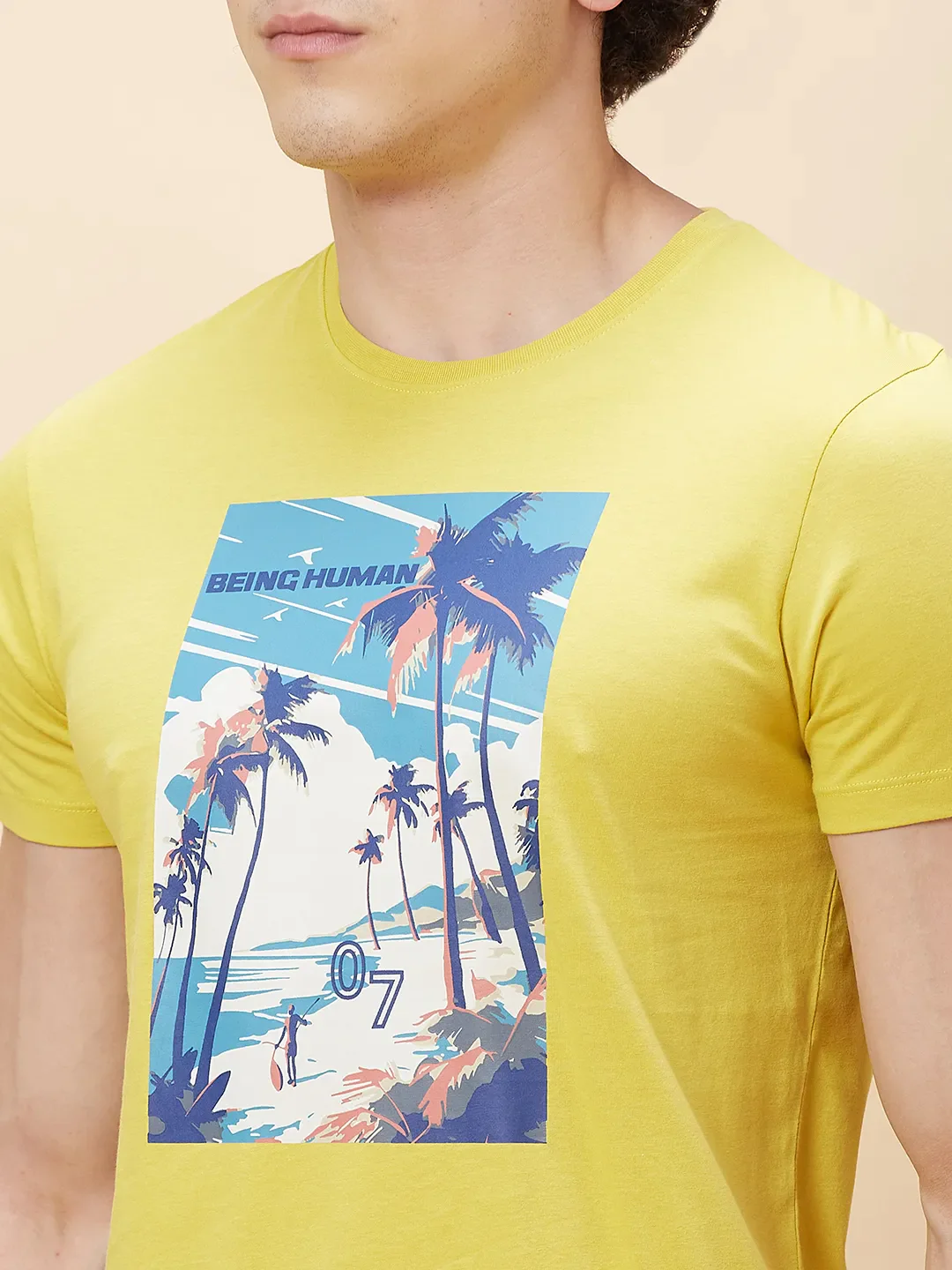 Yellow Regular Fit Men's Short Sleeves T-Shirt by Being Human Clothing - Image 5