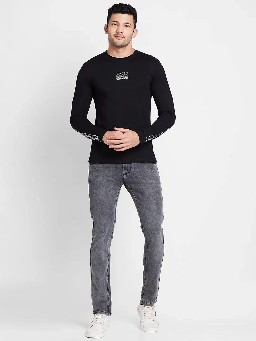 Black Regular Fit Round Neck Men's T-Shirt by Being Human Clothing - Image 4