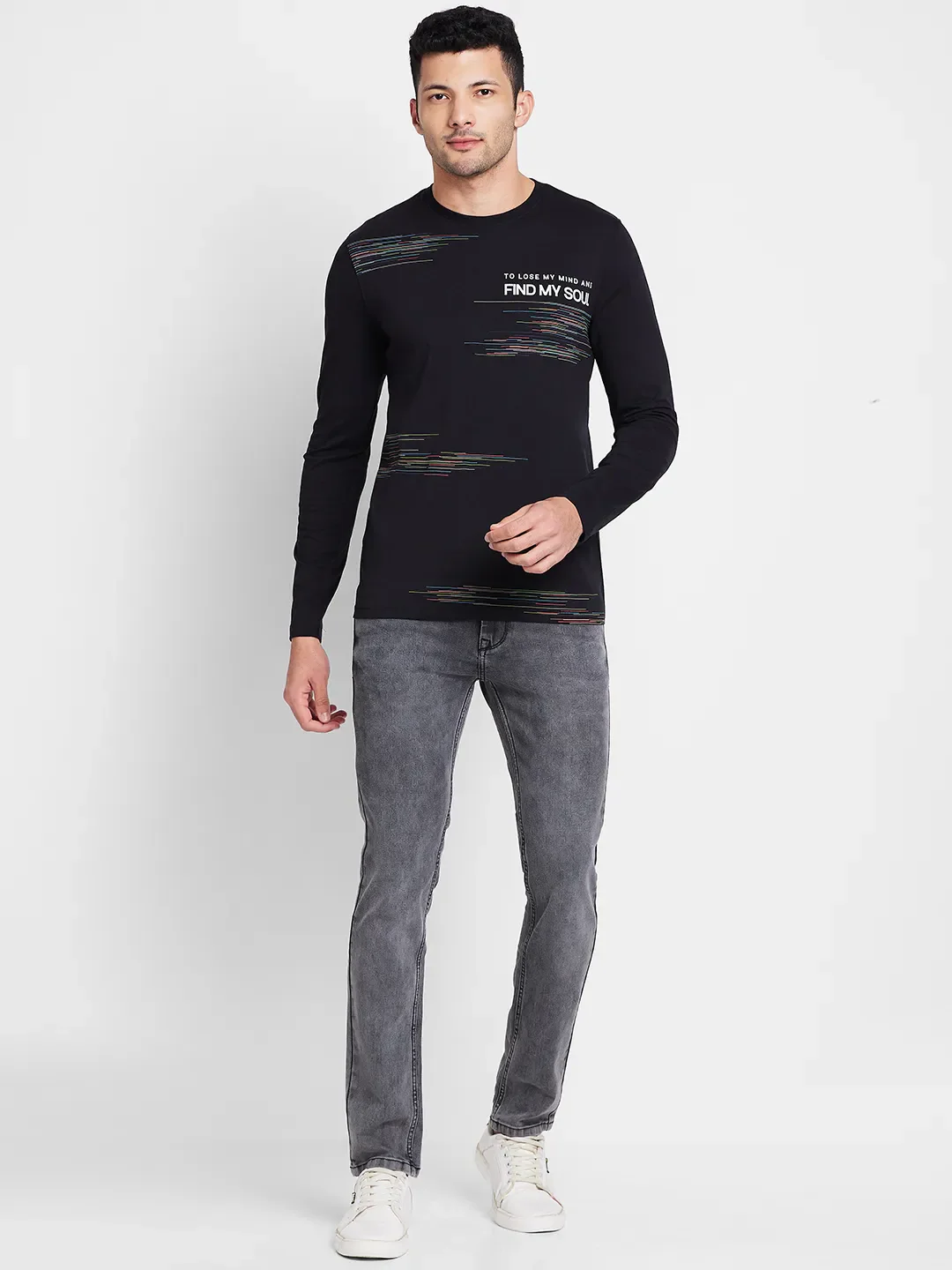 Black Regular Fit Round Neck Men's T-Shirt by Being Human Clothing - Image 2