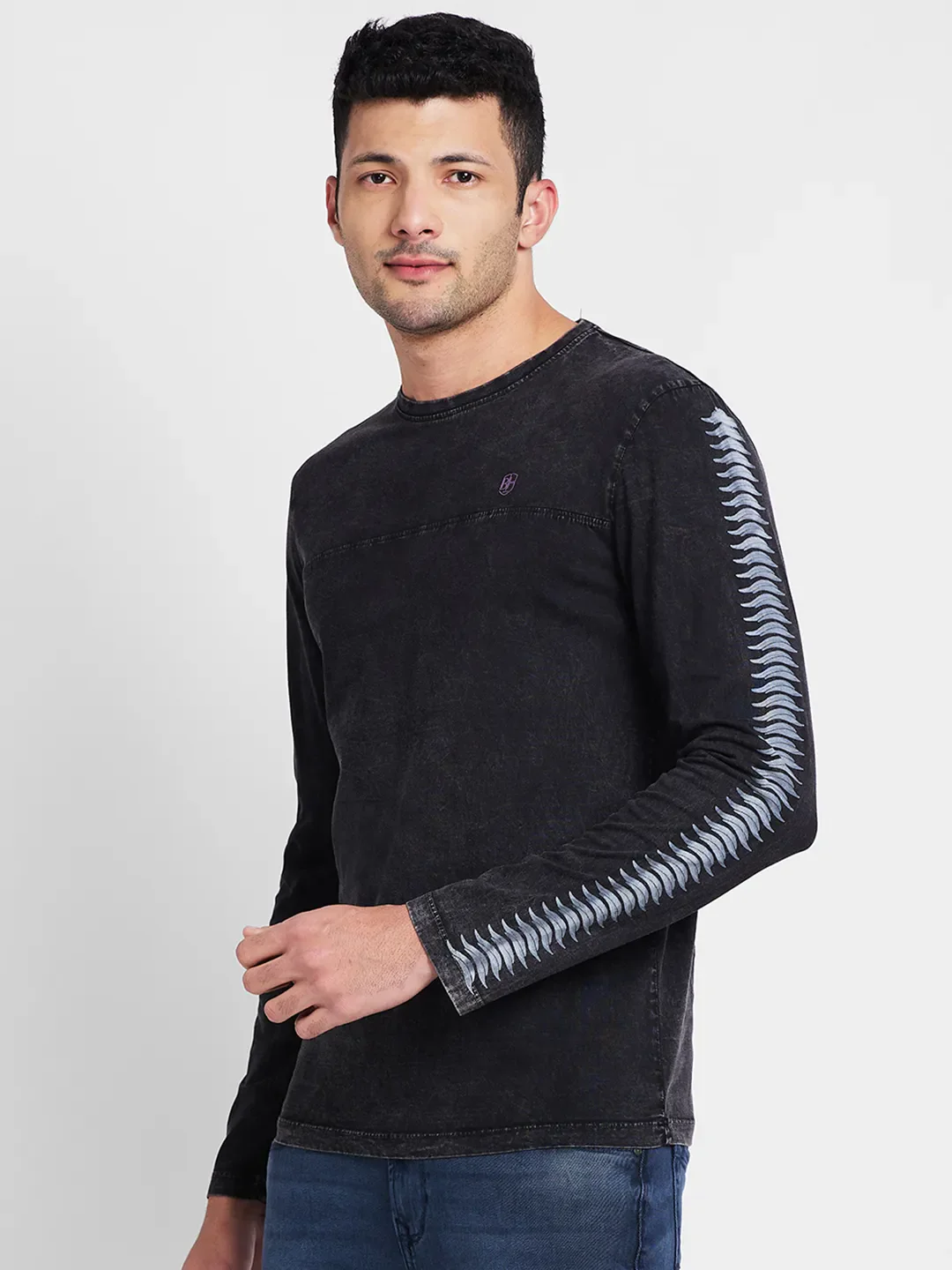 Black Regular Fit Round Neck Men's T-Shirt by Being Human Clothing - Image 4