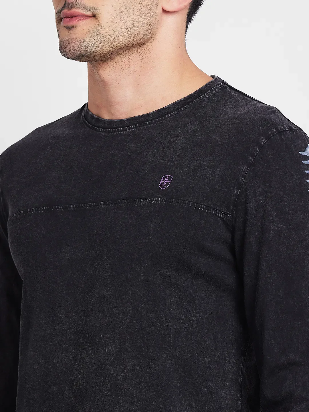 Black Regular Fit Round Neck Men's T-Shirt by Being Human Clothing - Image 5