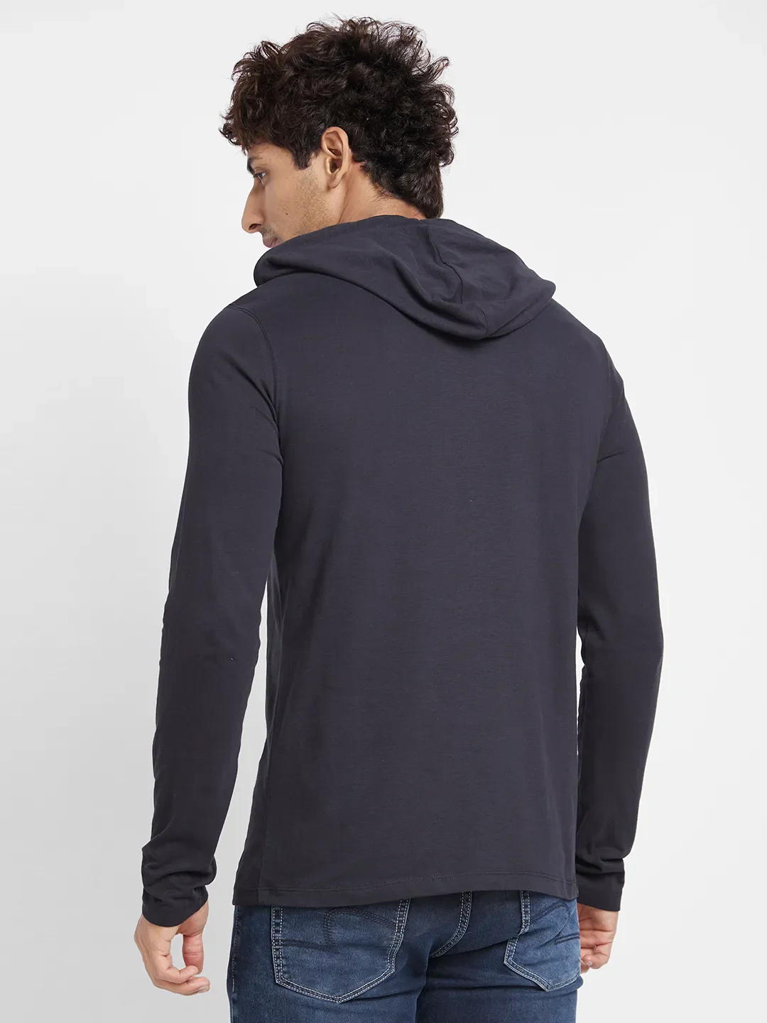 Black Regular Fit Hooded Neck Men's T-Shirt by Being Human Clothing - Image 4