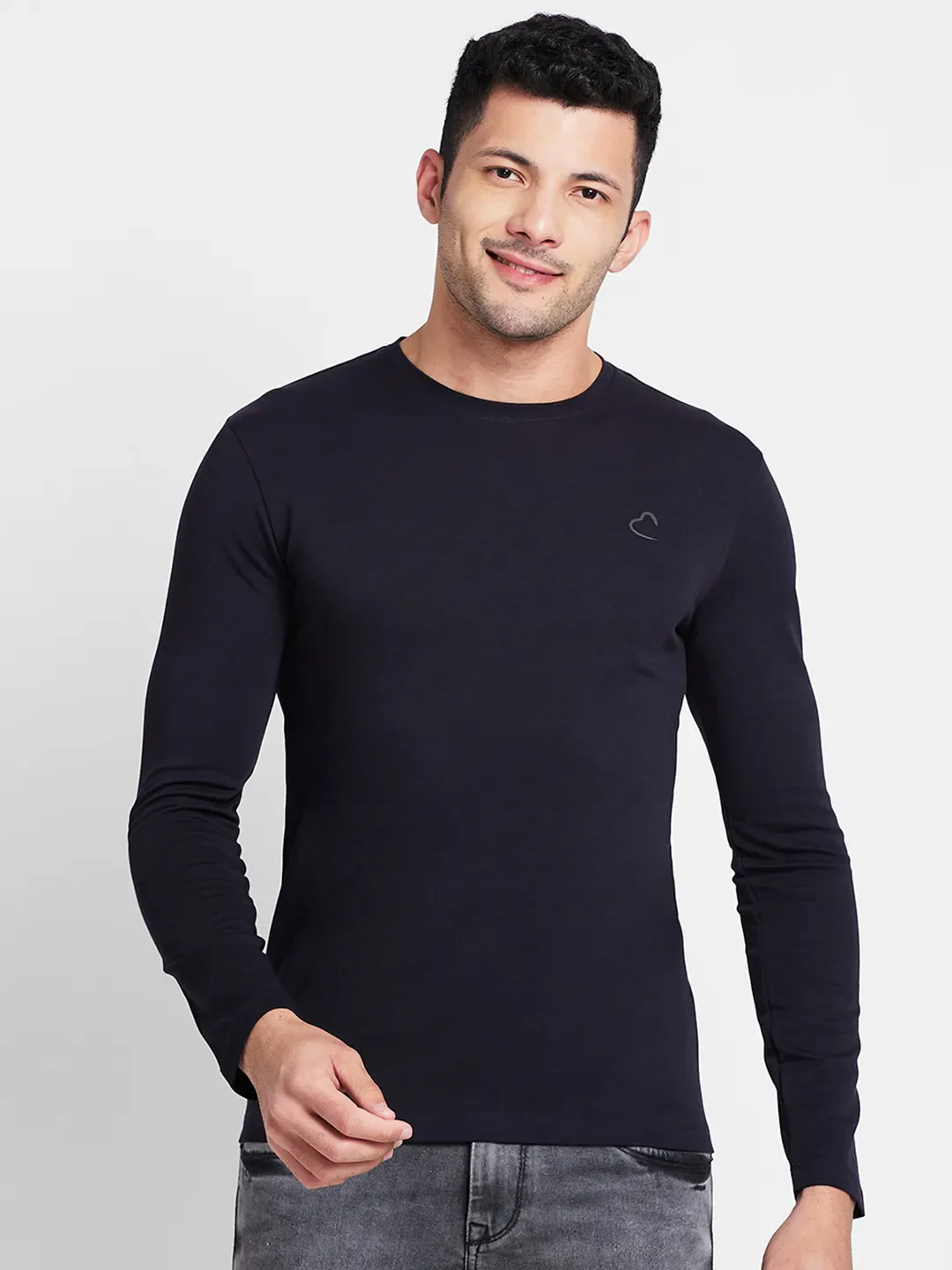 Black Regular Fit Men's Long Sleeves T-Shirt by Being Human Clothing