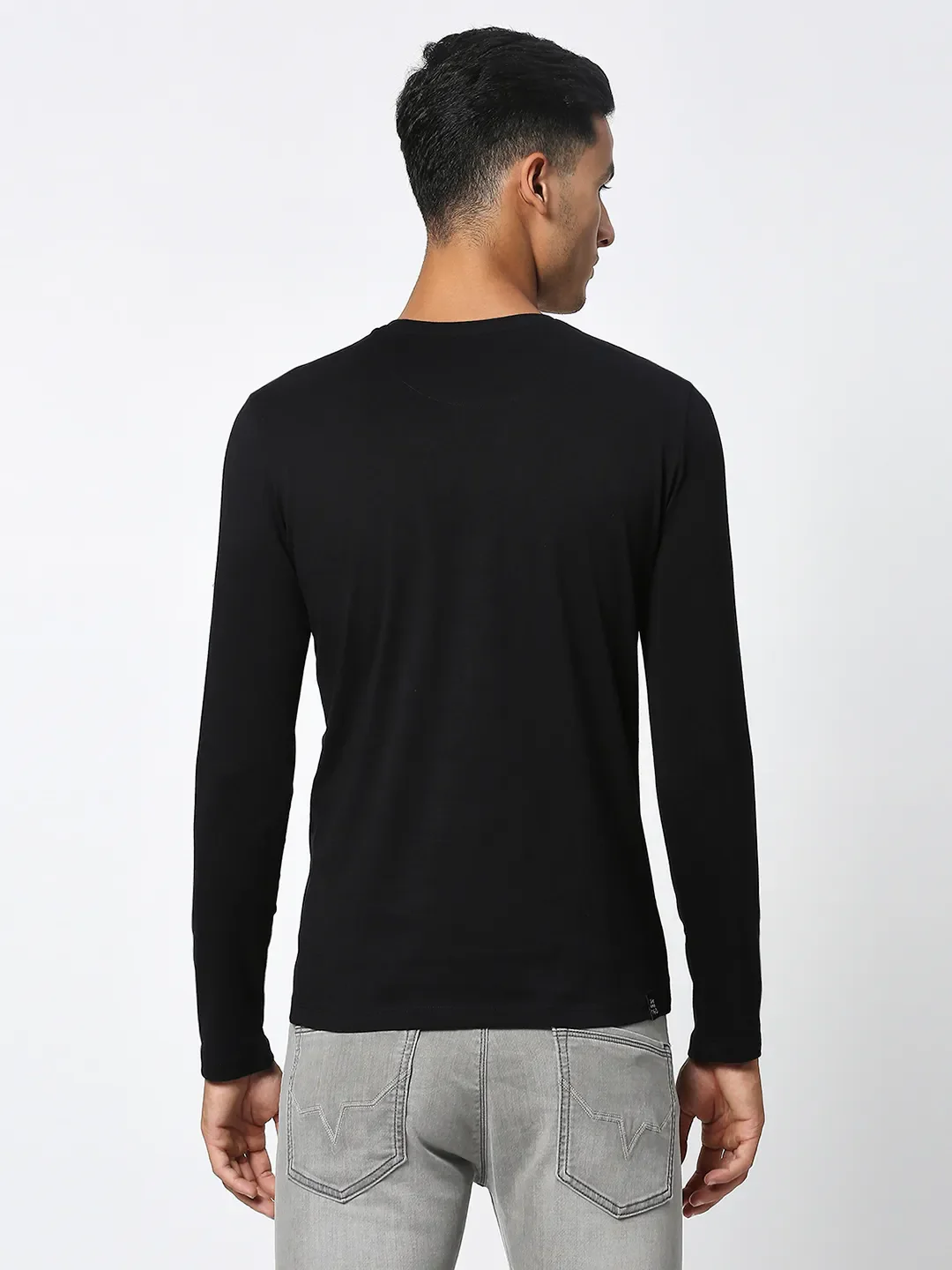 Black Regular Fit Men's Long Sleeves T-Shirt by Being Human Clothing - Image 3