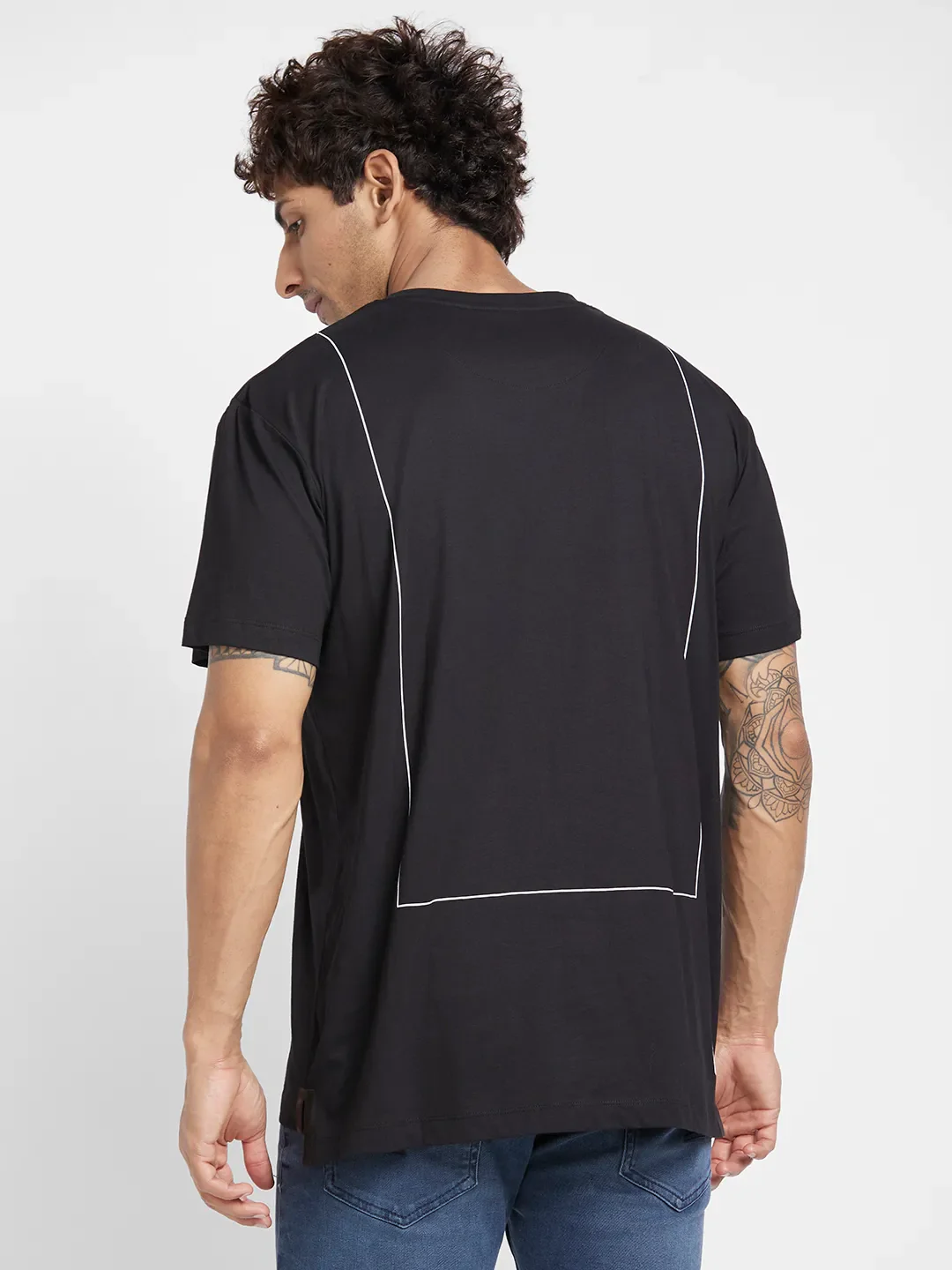 Black Regular Fit Round Neck Men's T-Shirt by Being Human Clothing - Image 4