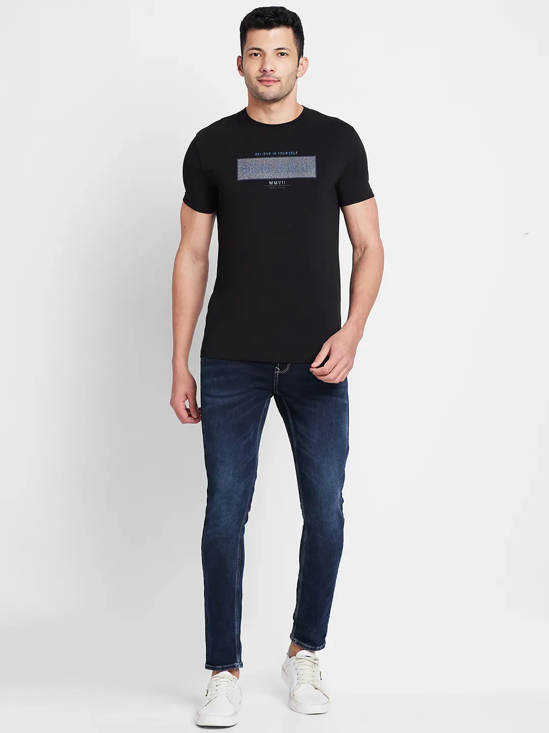 Black Regular Fit Men's Short Sleeves T-Shirt by Being Human Clothing - Image 2