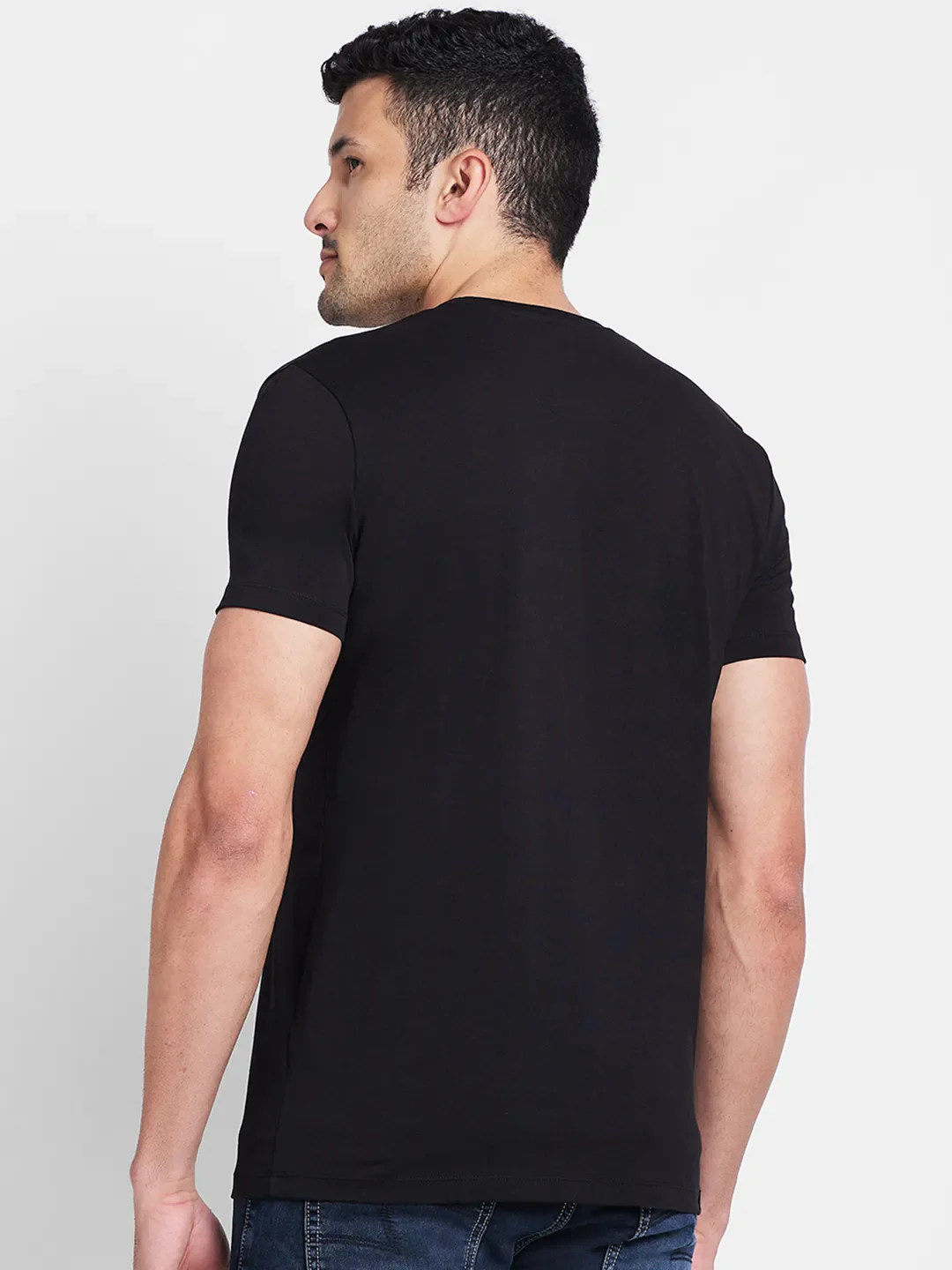 Black Regular Fit Men's Short Sleeves T-Shirt by Being Human Clothing - Image 3