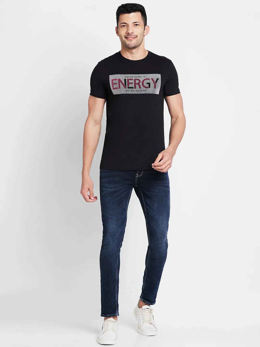 Black Regular Fit Round Neck Men's T-Shirt by Being Human Clothing - Image 2