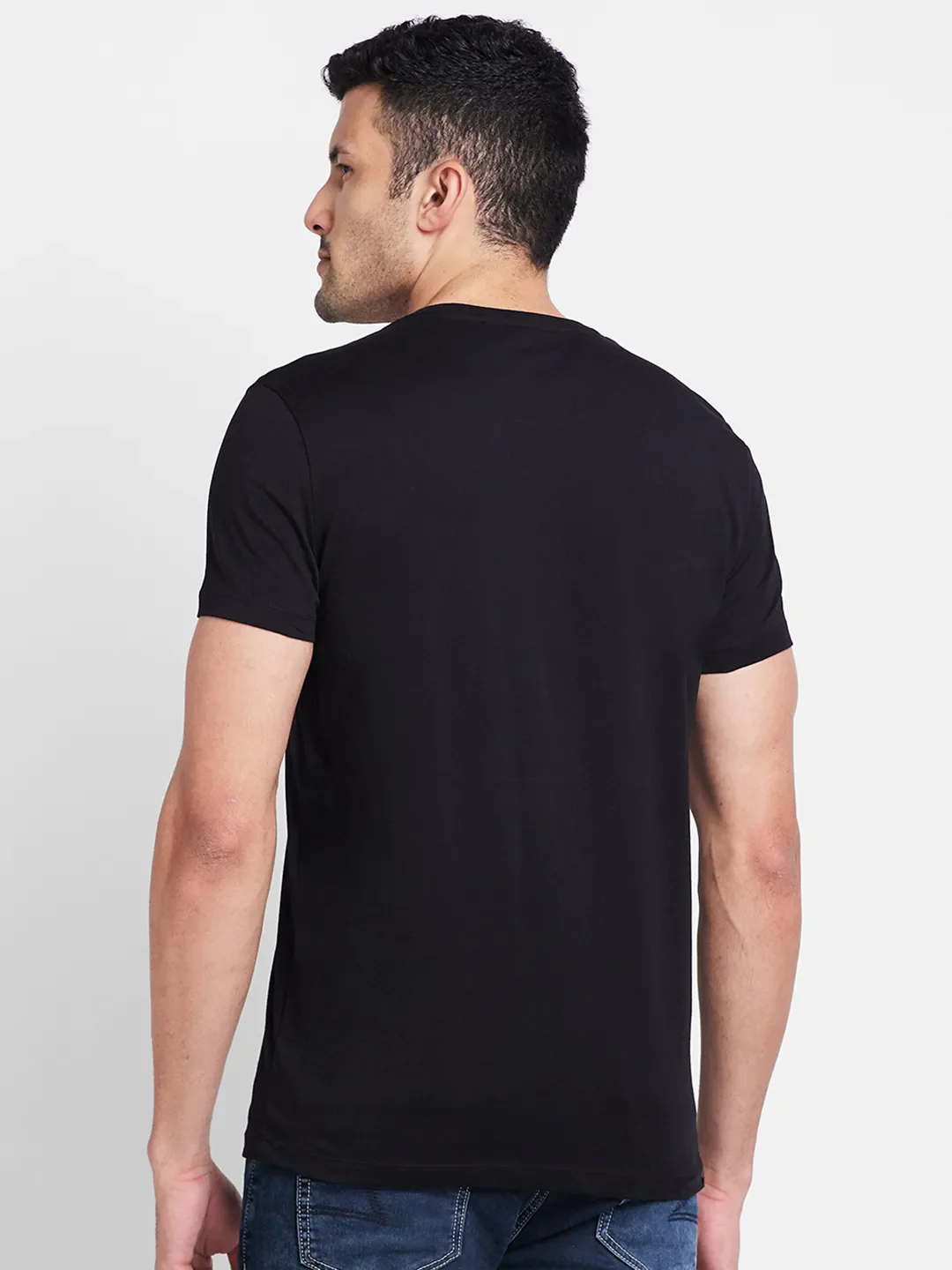 Black Regular Fit Round Neck Men's T-Shirt by Being Human Clothing - Image 3