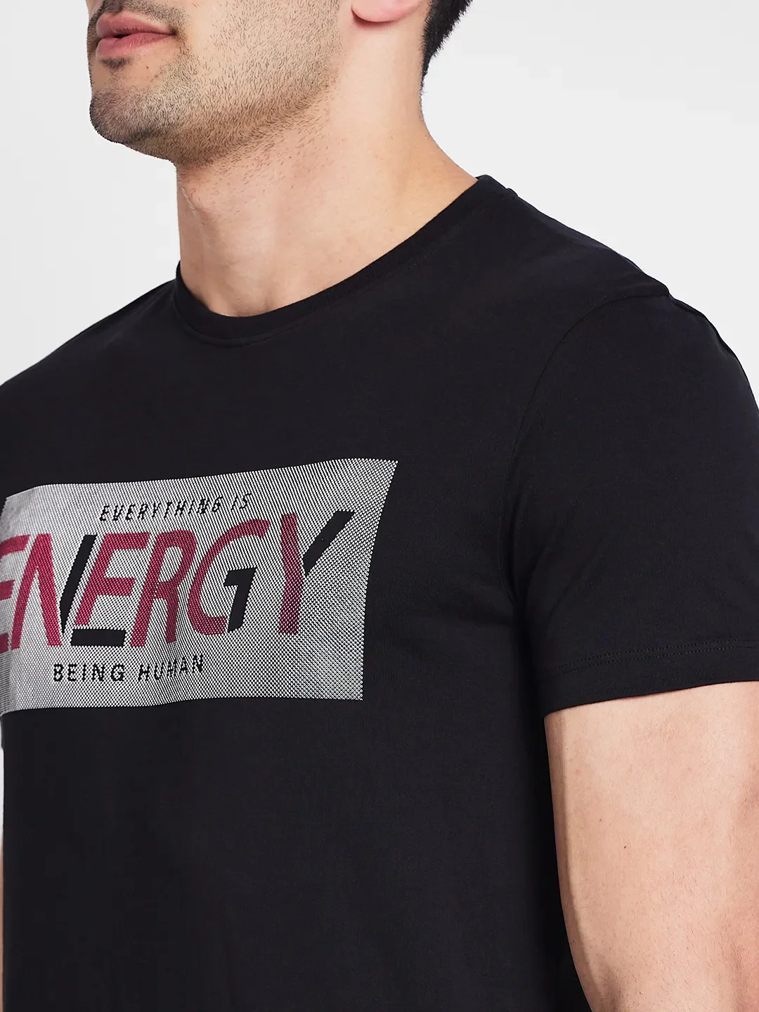 Black Regular Fit Round Neck Men's T-Shirt by Being Human Clothing - Image 5