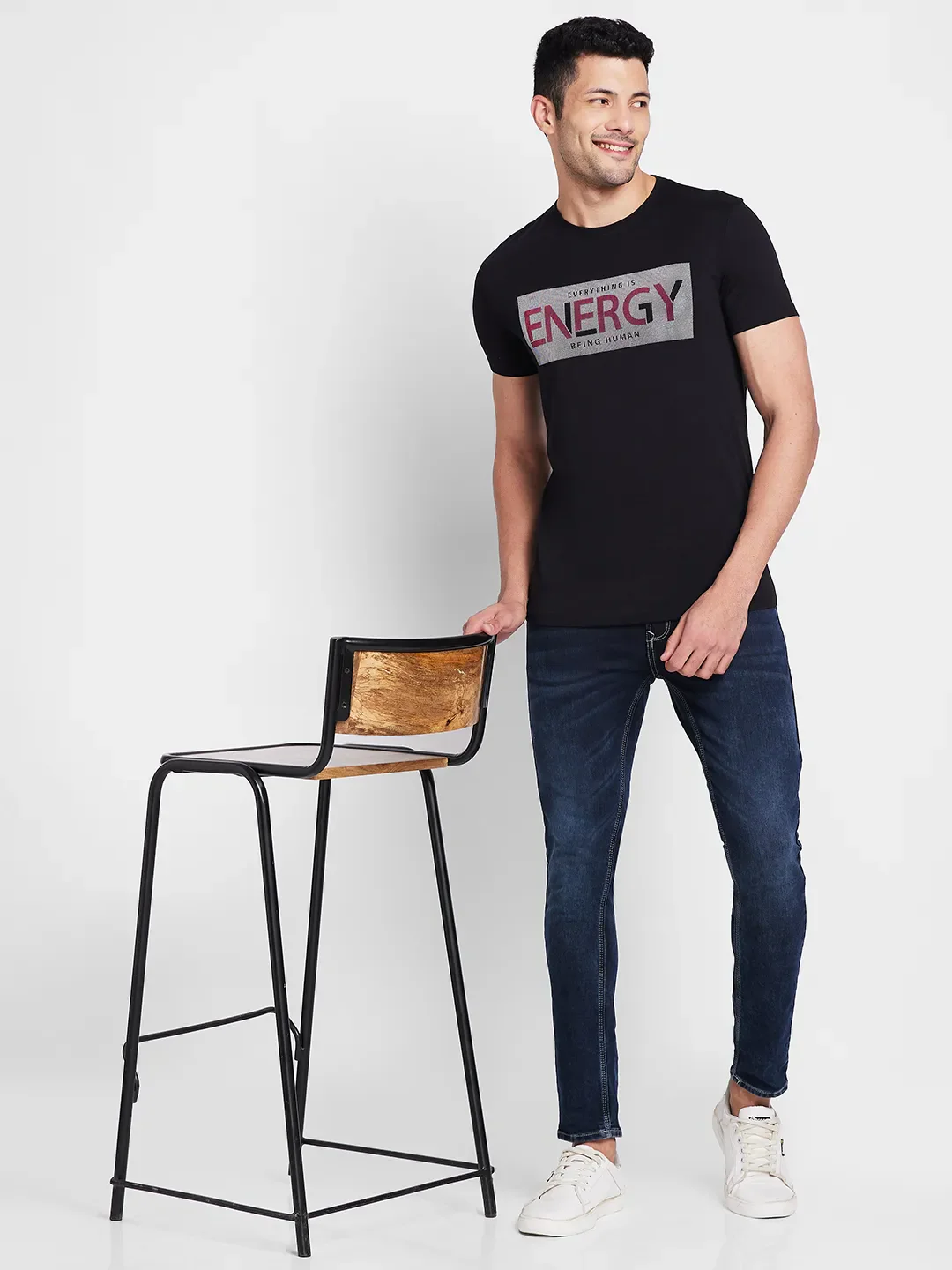 Black Regular Fit Round Neck Men's T-Shirt by Being Human Clothing - Image 6