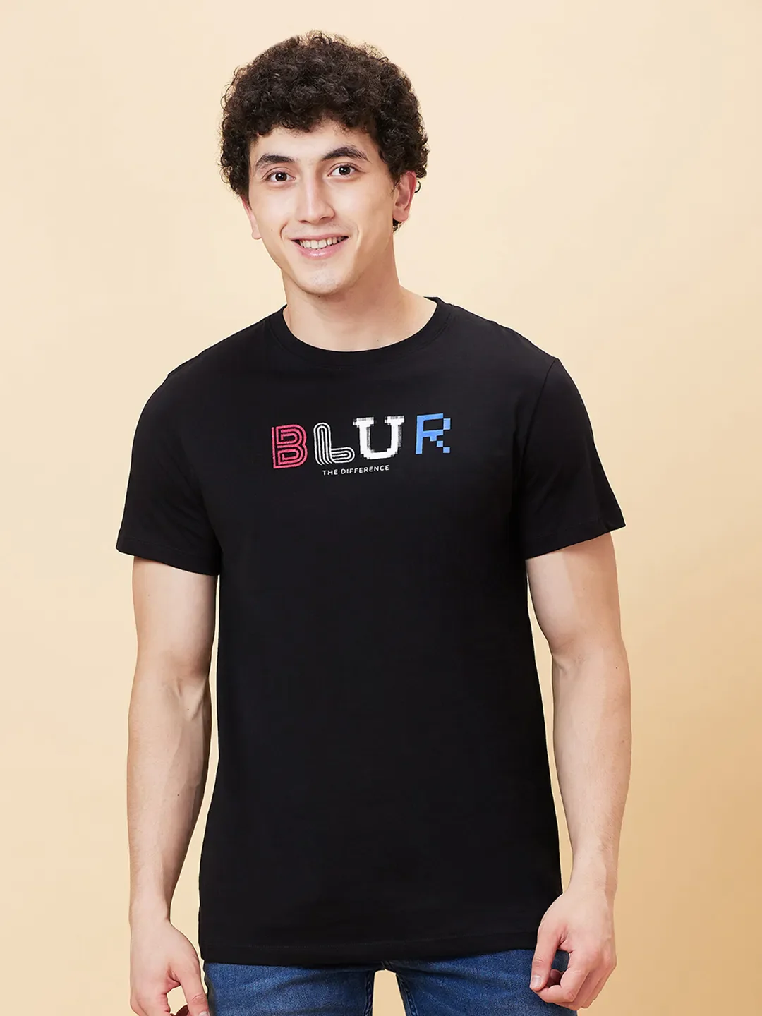 Black Regular Fit Round Neck Men's T-Shirt by Being Human Clothing