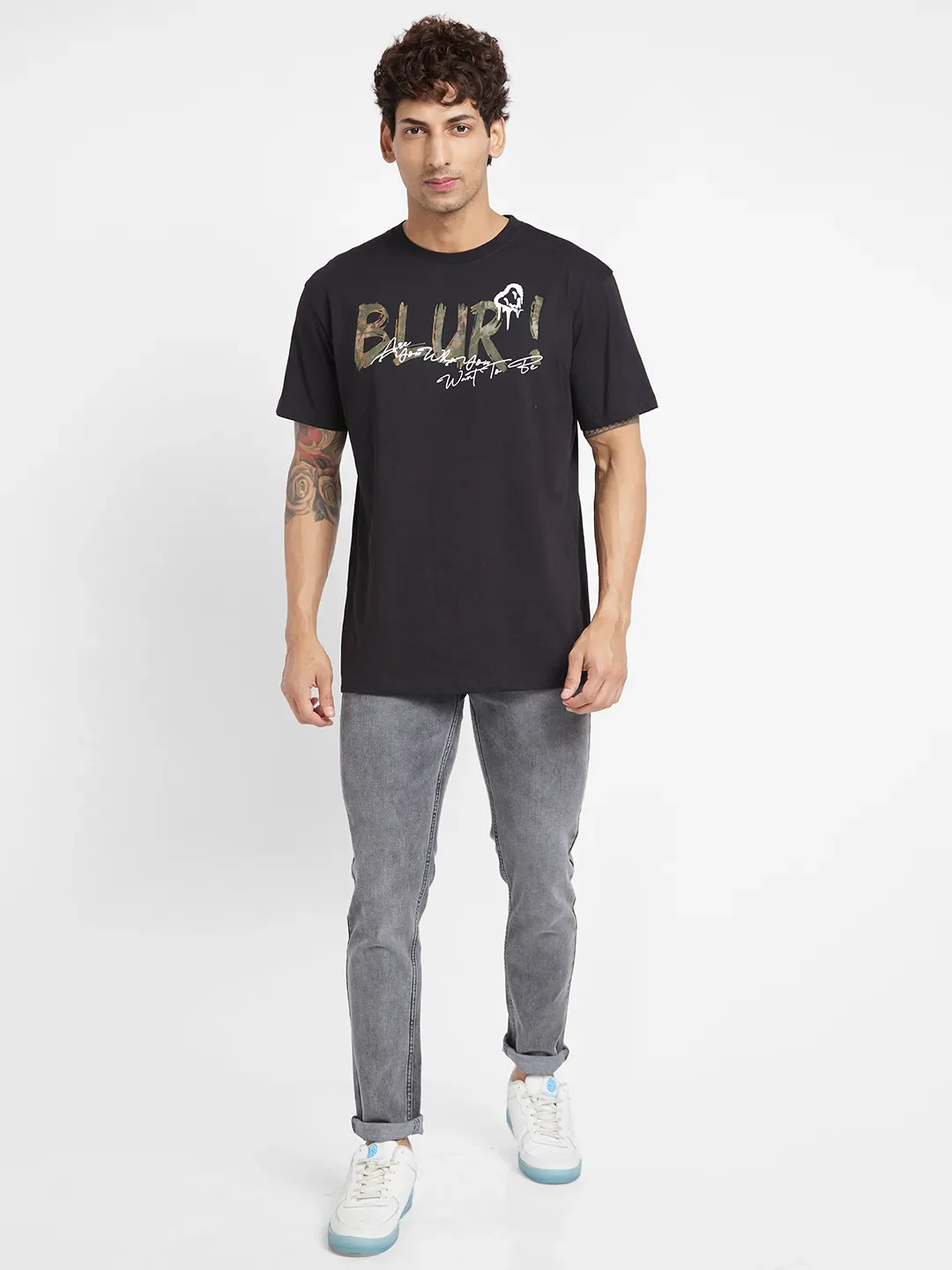 Black Regular Fit Men's Short Sleeves T-Shirt by Being Human Clothing - Image 2