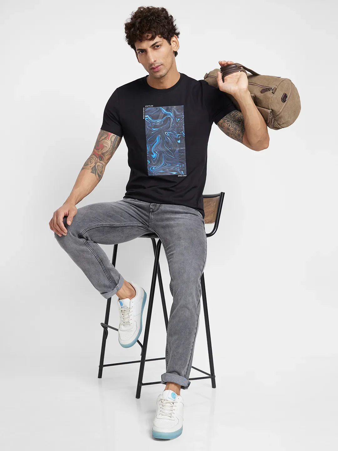 Black Regular Fit Men's Short Sleeves T-Shirt by Being Human Clothing - Image 6