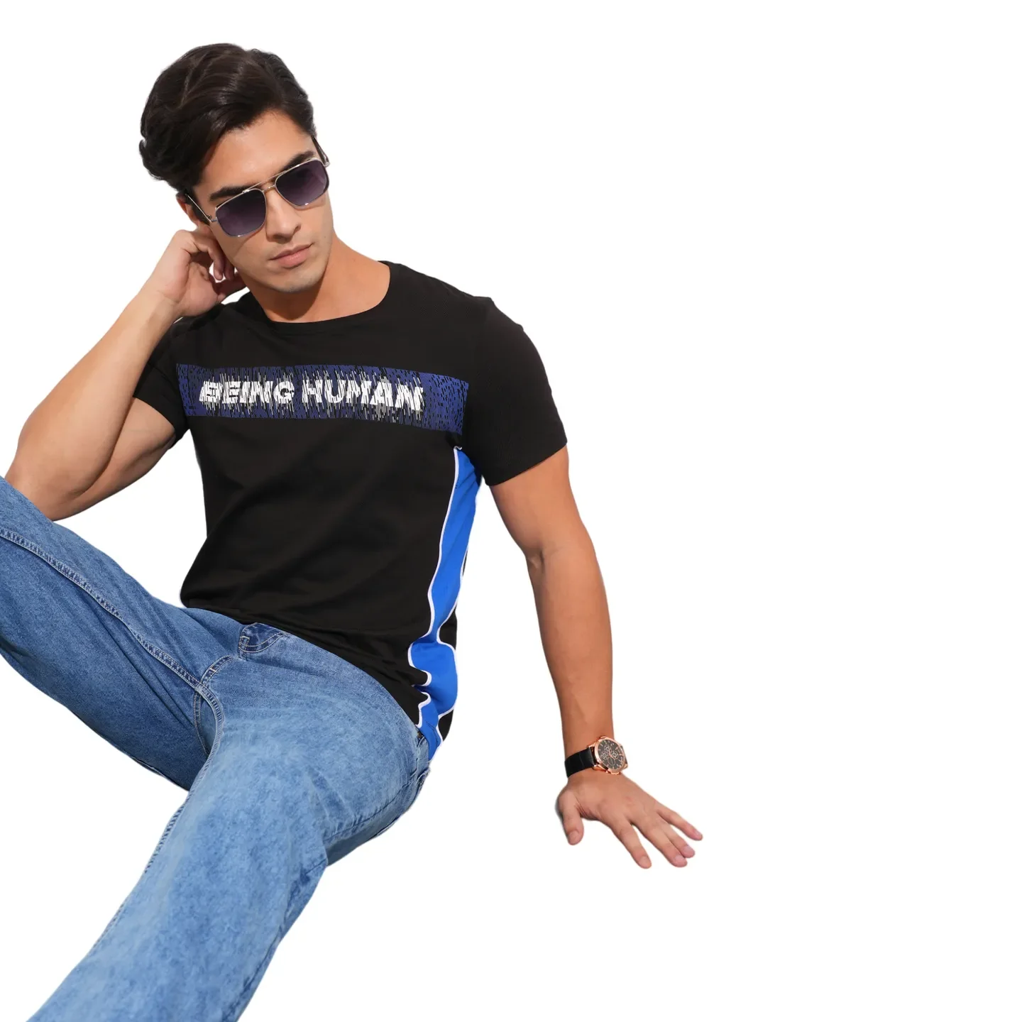 Black Regular Fit Men's T-Shirt By Being Human Clothing - Image 6