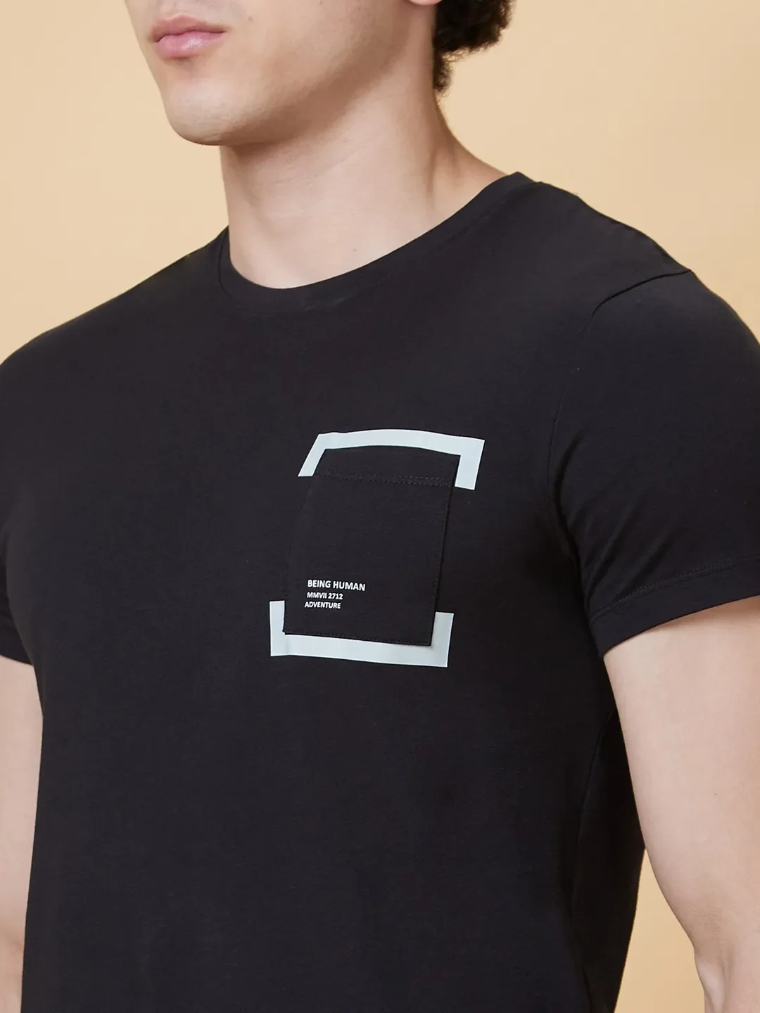 Black Regular Fit Men's Short Sleeves T-Shirt by Being Human Clothing - Image 5