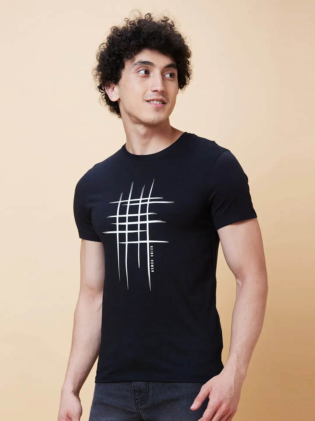 Black Regular Fit Men's Short Sleeves T-Shirt by Being Human Clothing - Image 4