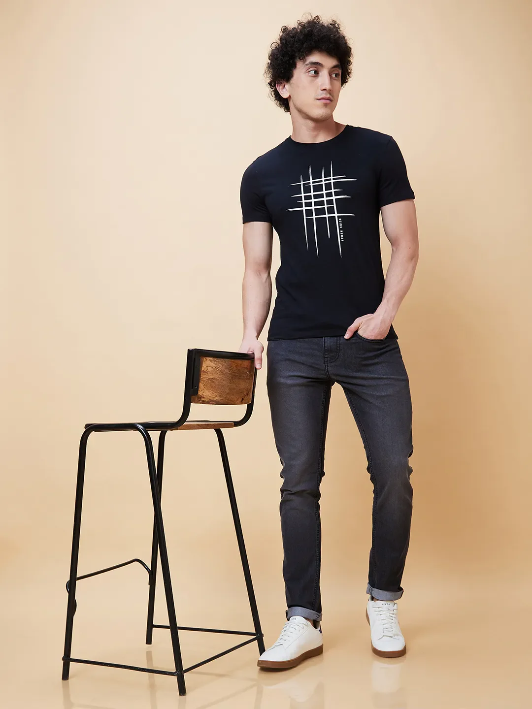 Black Regular Fit Men's Short Sleeves T-Shirt by Being Human Clothing - Image 6