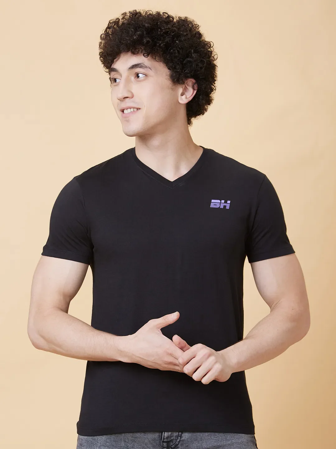 Black Regular Fit Men's Short Sleeves T-Shirt by Being Human Clothing