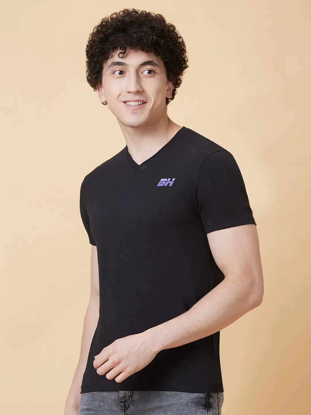Black Regular Fit Men's Short Sleeves T-Shirt by Being Human Clothing - Image 4