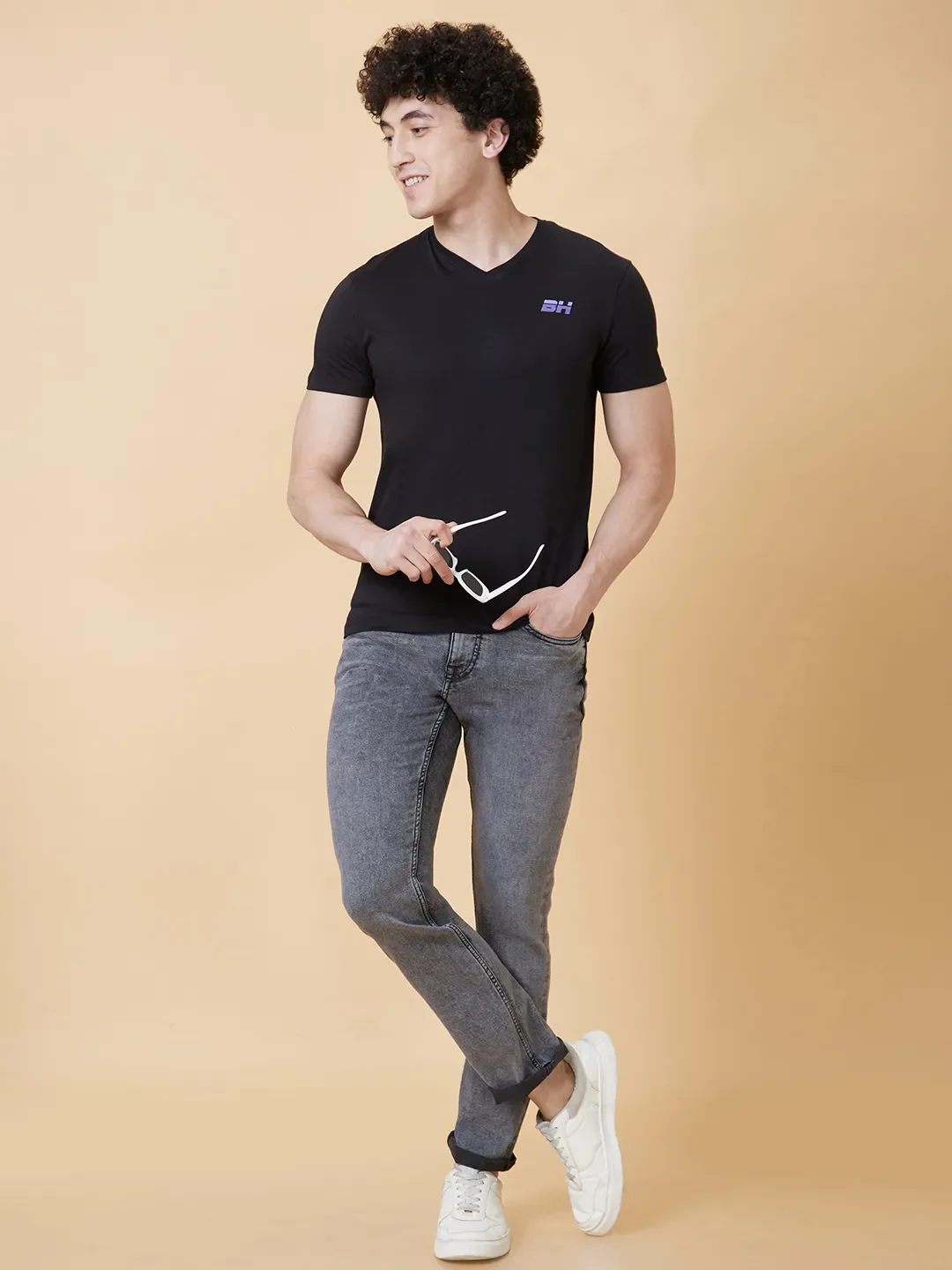 Black Regular Fit Men's Short Sleeves T-Shirt by Being Human Clothing - Image 6