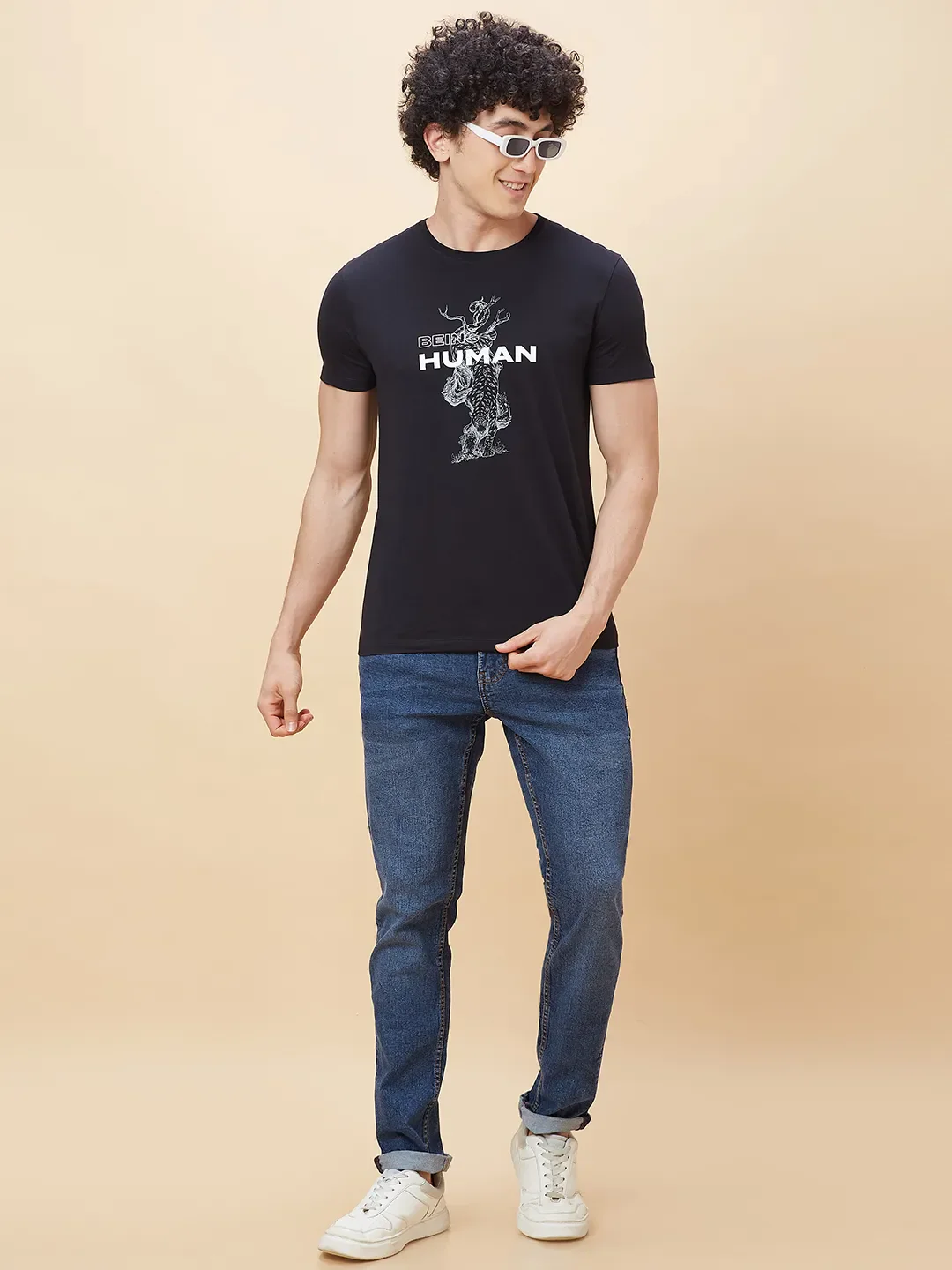 Black Regular Fit Men's Short Sleeves T-Shirt by Being Human Clothing - Image 6