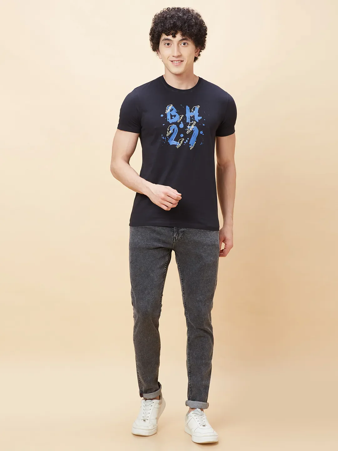 Black Regular Fit Men's Short Sleeves T-Shirt by Being Human Clothing - Image 2