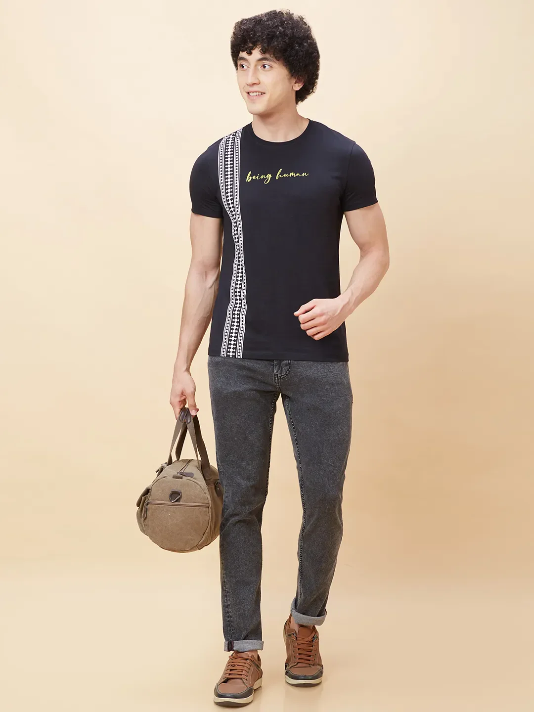 Black Regular Fit Men's Short Sleeves T-Shirt by Being Human Clothing - Image 6