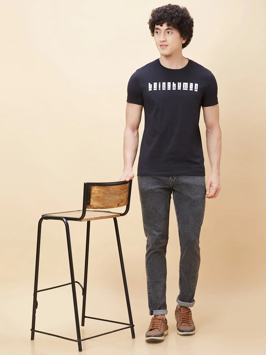 Black Regular Fit Men's Short Sleeves T-Shirt by Being Human Clothing - Image 6