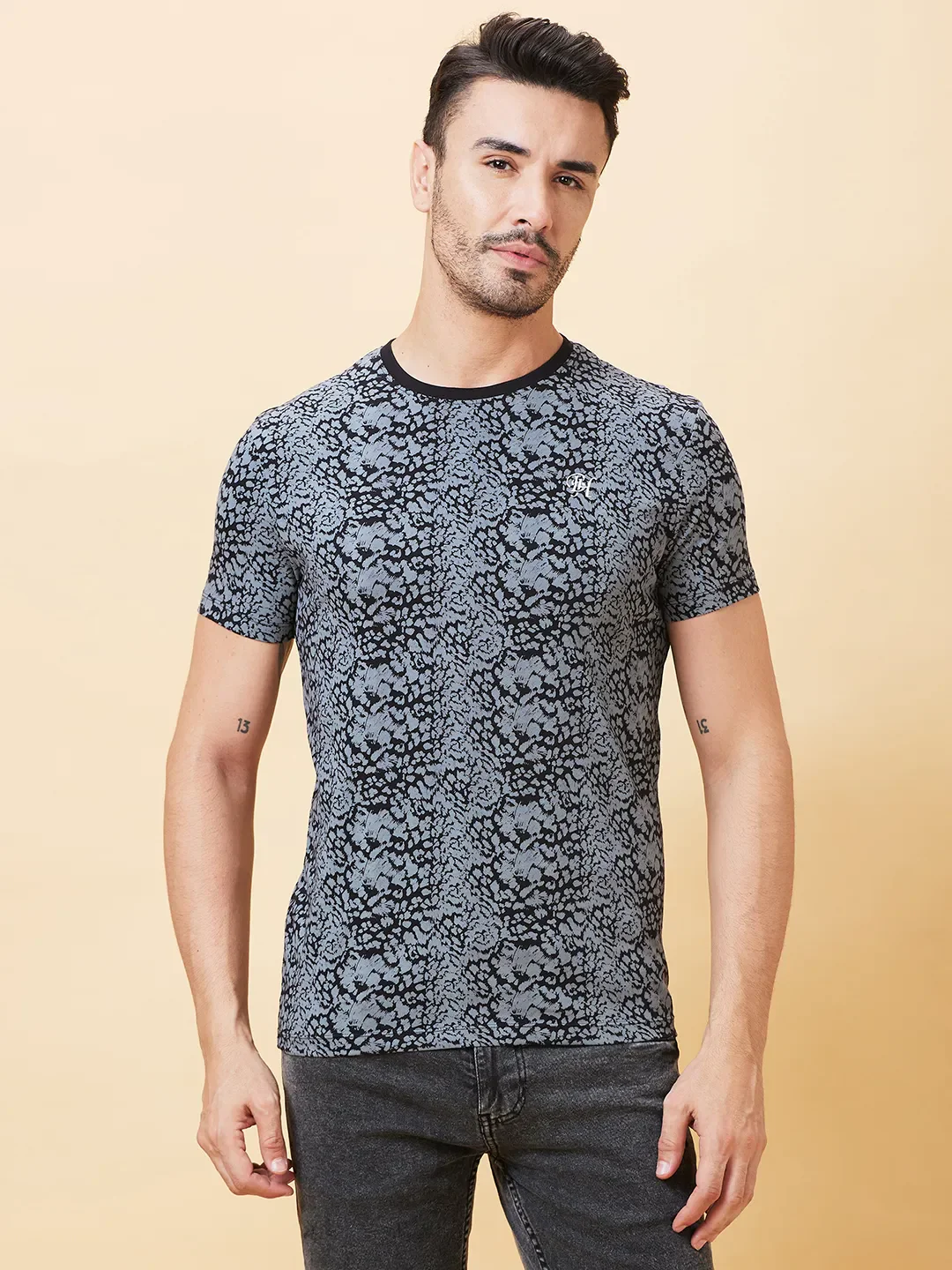 Black Regular Fit Men's Short Sleeves T-Shirt by Being Human Clothing