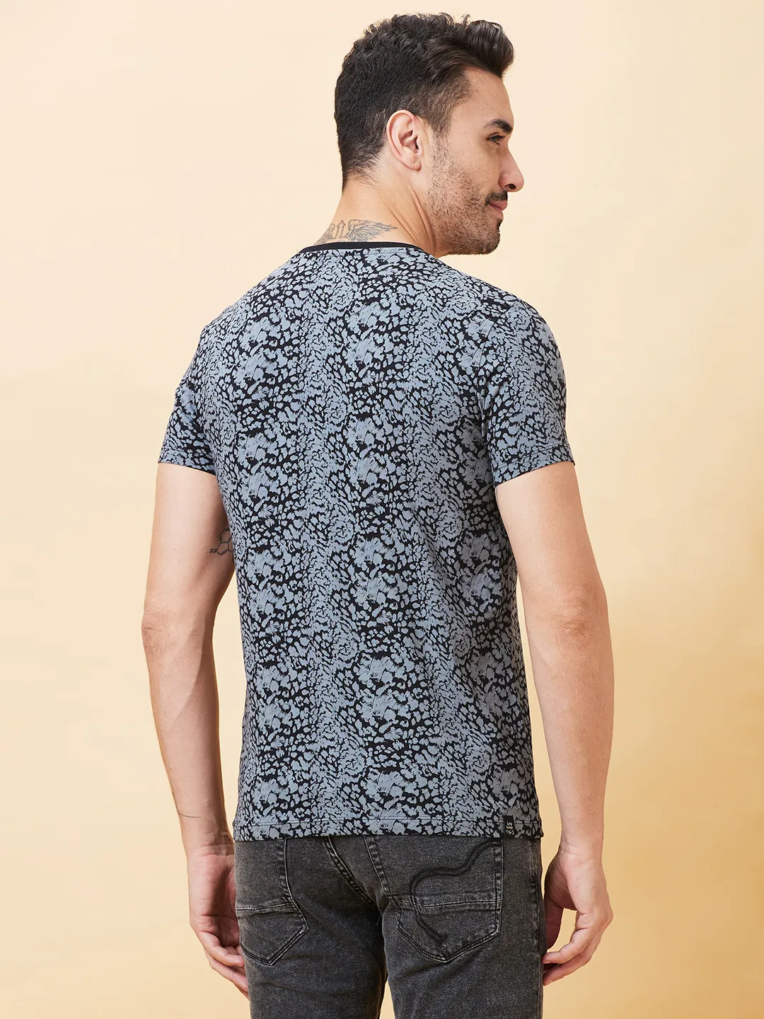 Black Regular Fit Men's Short Sleeves T-Shirt by Being Human Clothing - Image 3