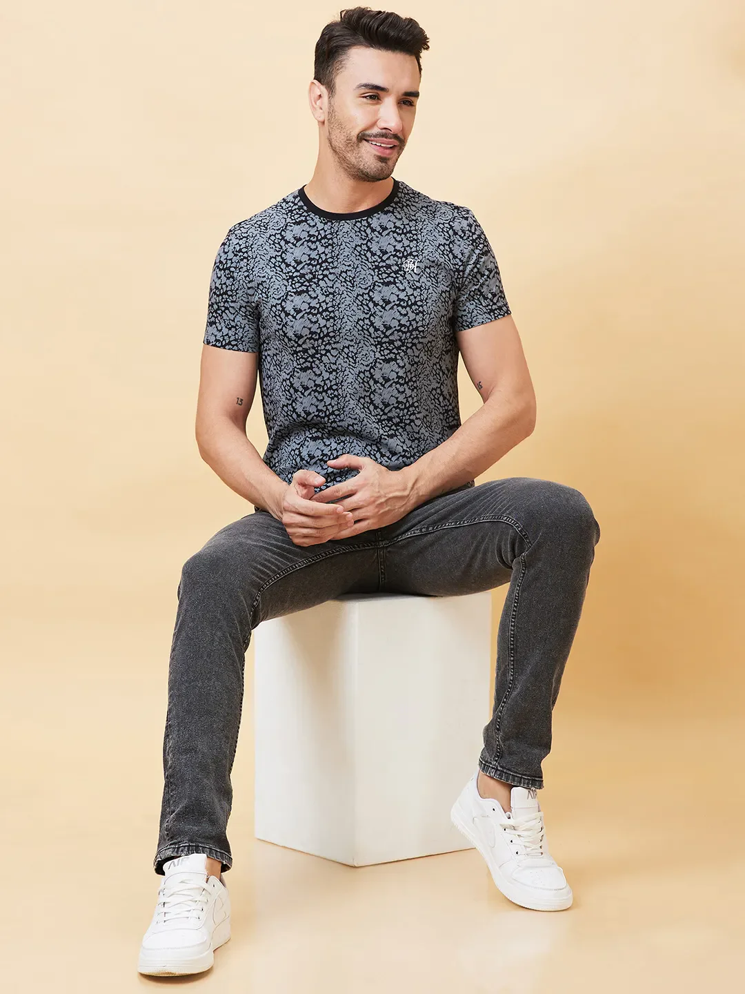 Black Regular Fit Men's Short Sleeves T-Shirt by Being Human Clothing - Image 6